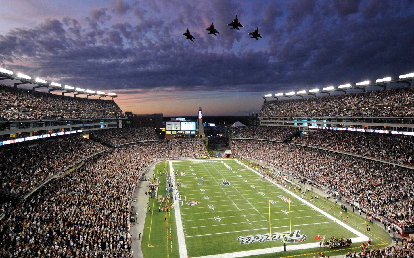 New England Patriots, stadium, dusk, HD Desktop Wallpaper
