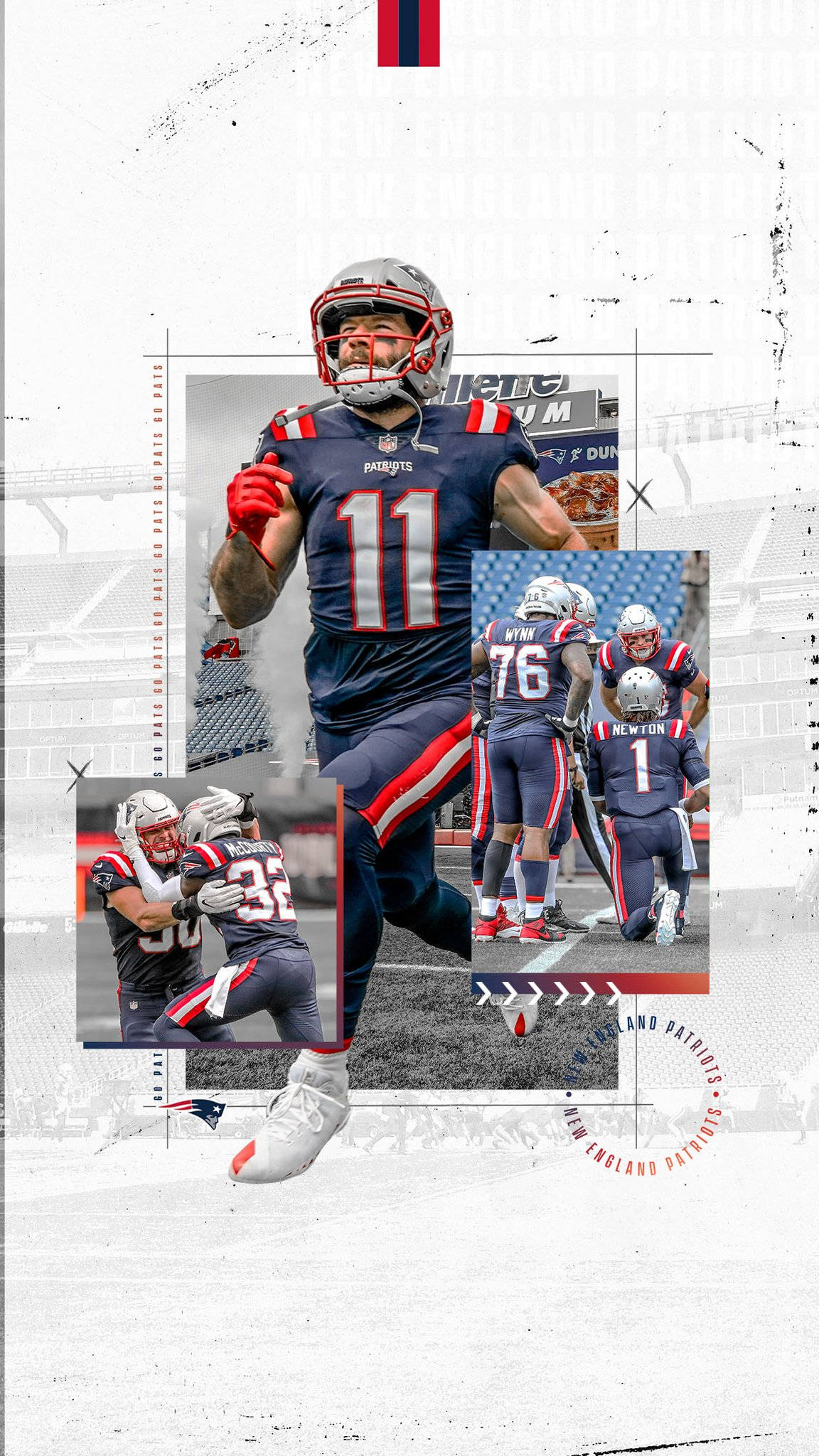 New England Patriots, football players, stadium field, Full HD Phone Wallpaper
