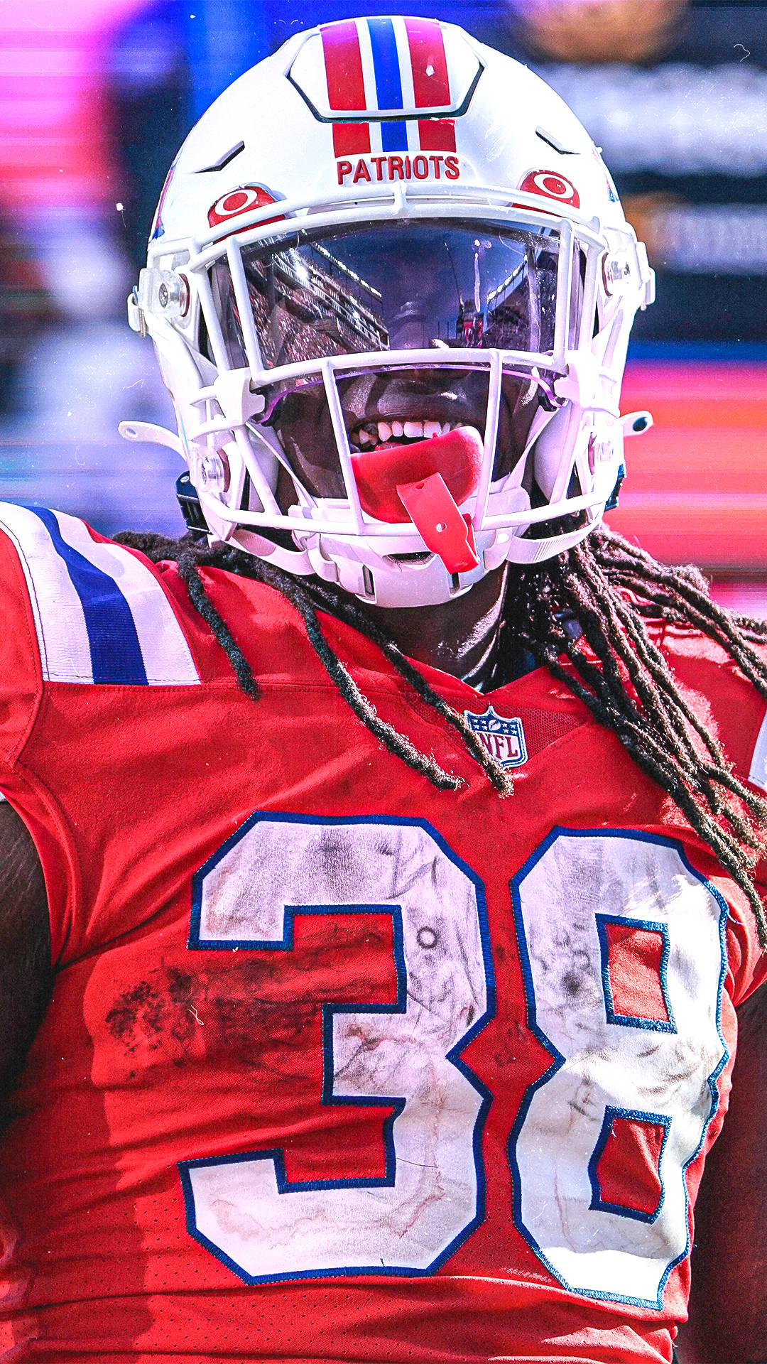 New England Patriots, number 38, dreadlocks, Full HD Phone Wallpaper