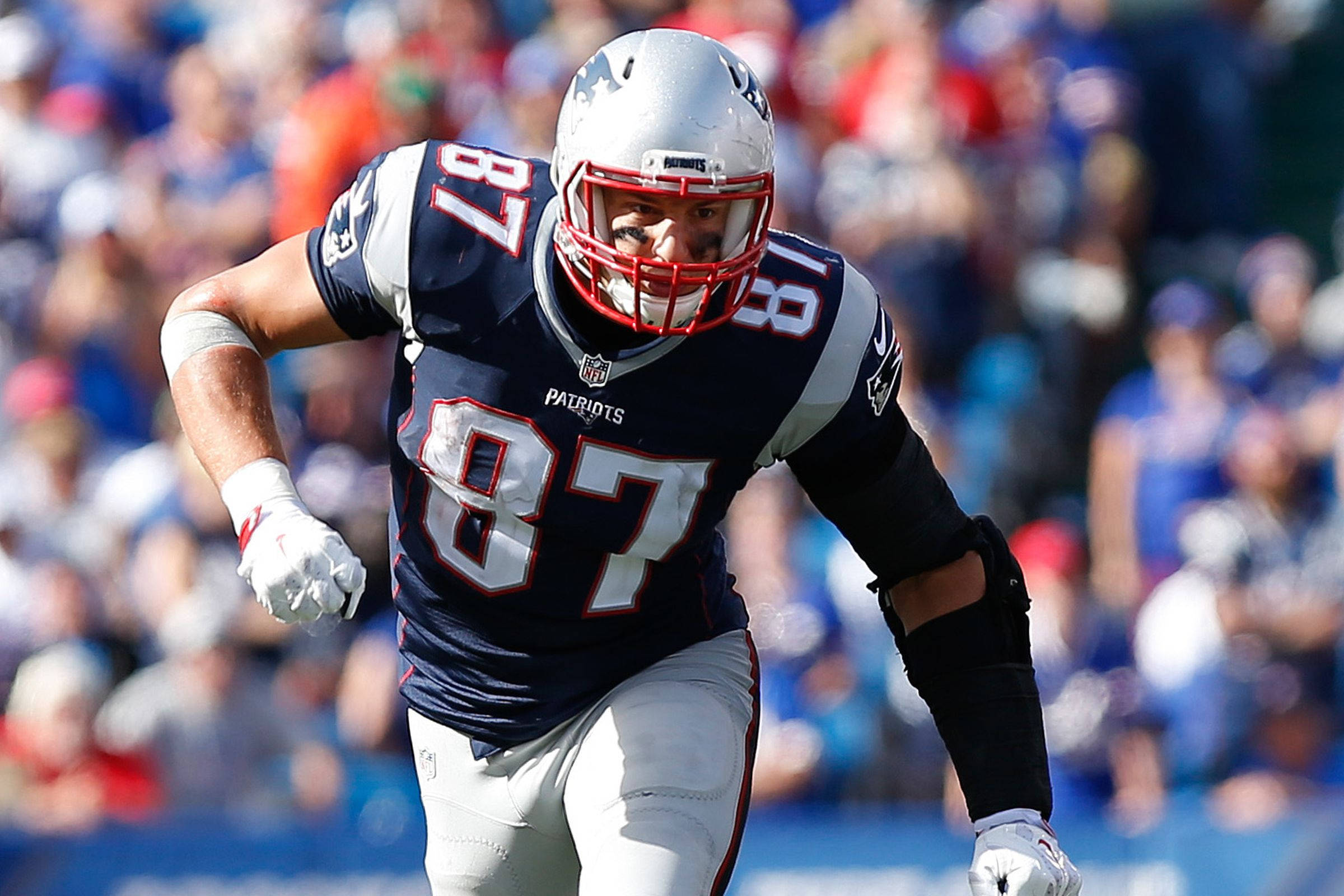 New England Patriots, number 87, daytime game, Full HD Desktop Wallpaper