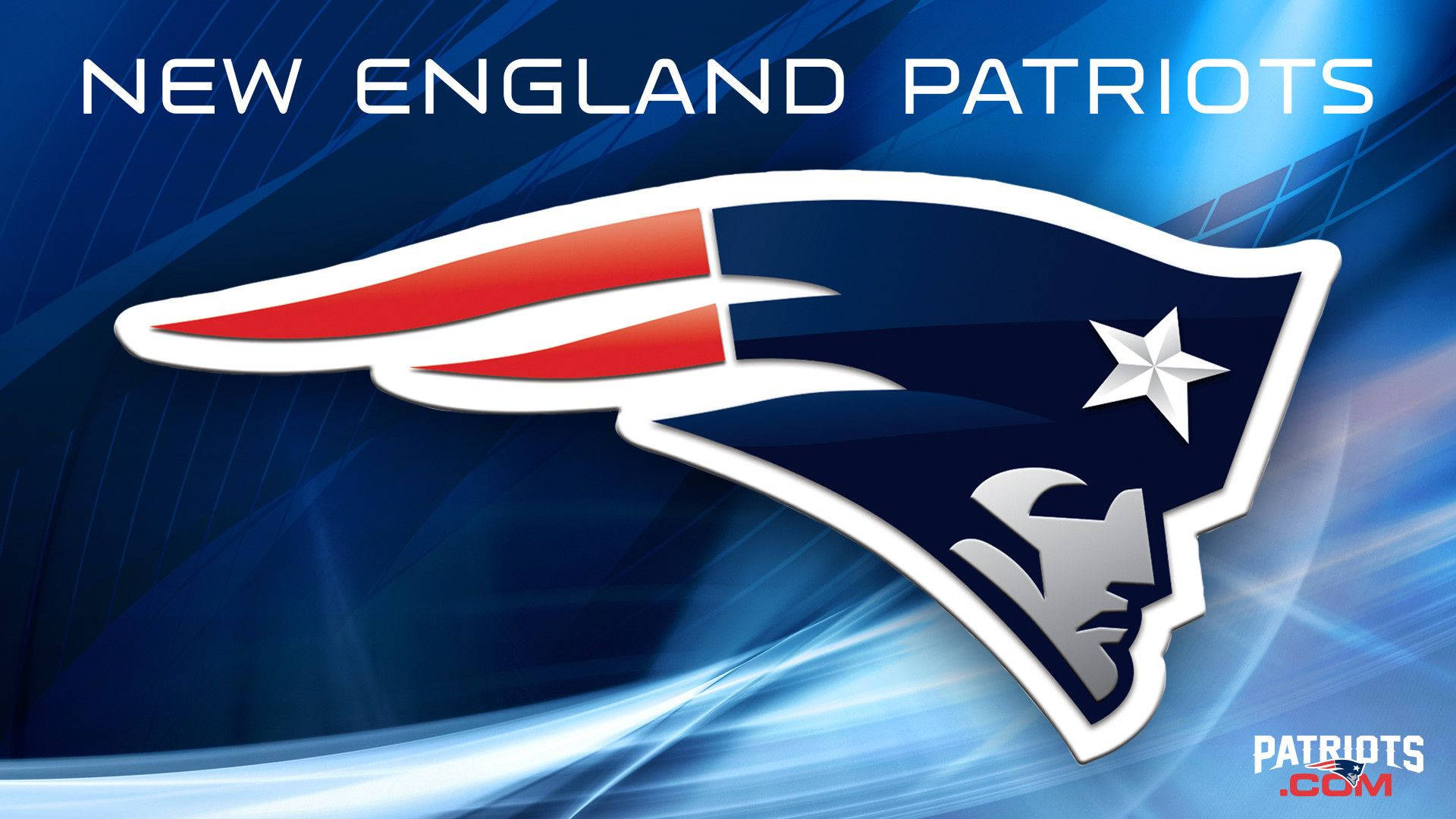 New England Patriots, red white and blue design, dynamic blue background, Full HD Desktop Wallpaper