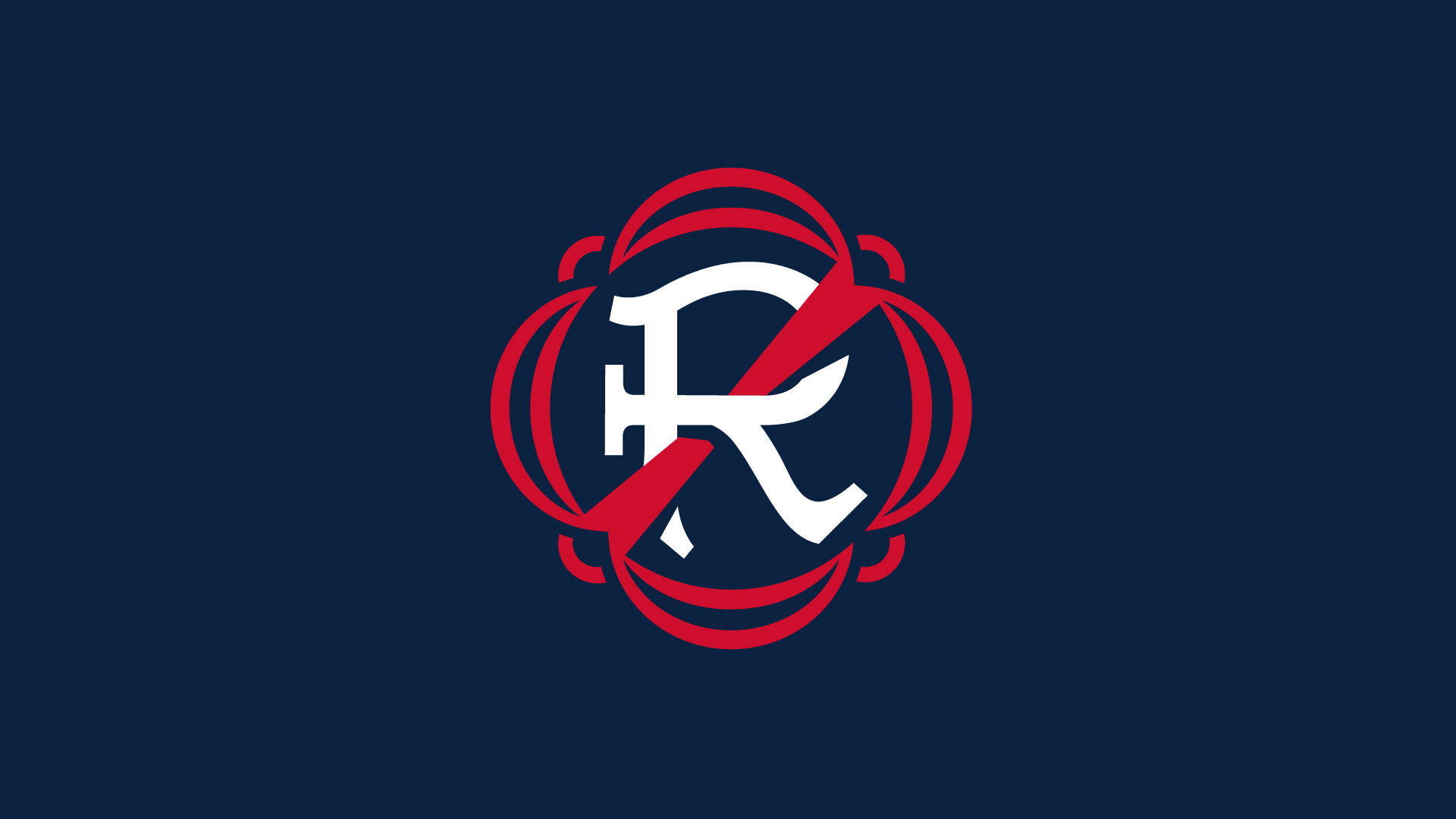 New England Revolution, stylized R logo, bold red, Full HD Desktop Wallpaper