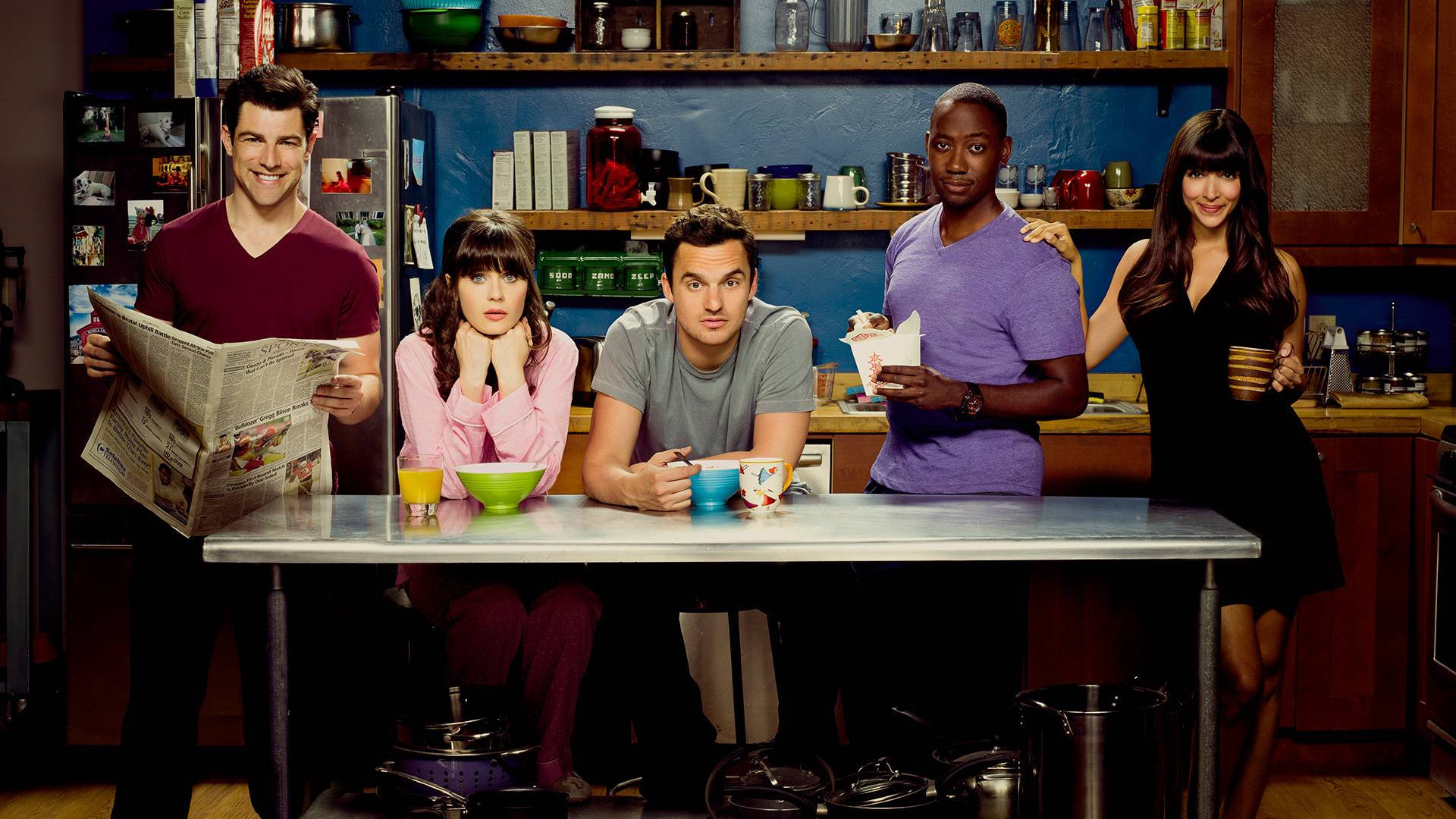 New Girl, sitcom, kitchen, Full HD Desktop Wallpaper