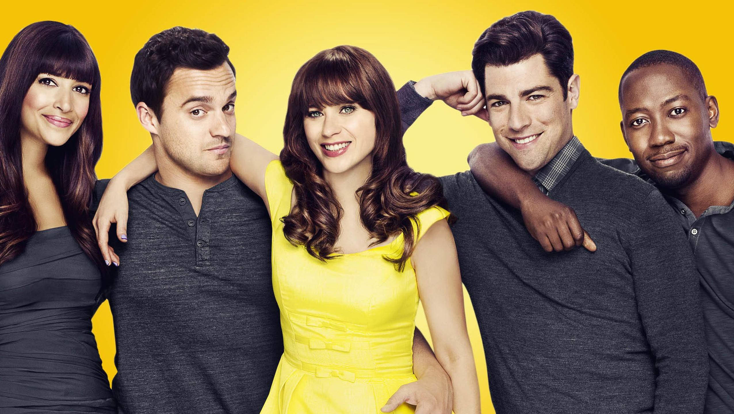 New Girl, sitcom, five smiling actors, Full HD Desktop Wallpaper
