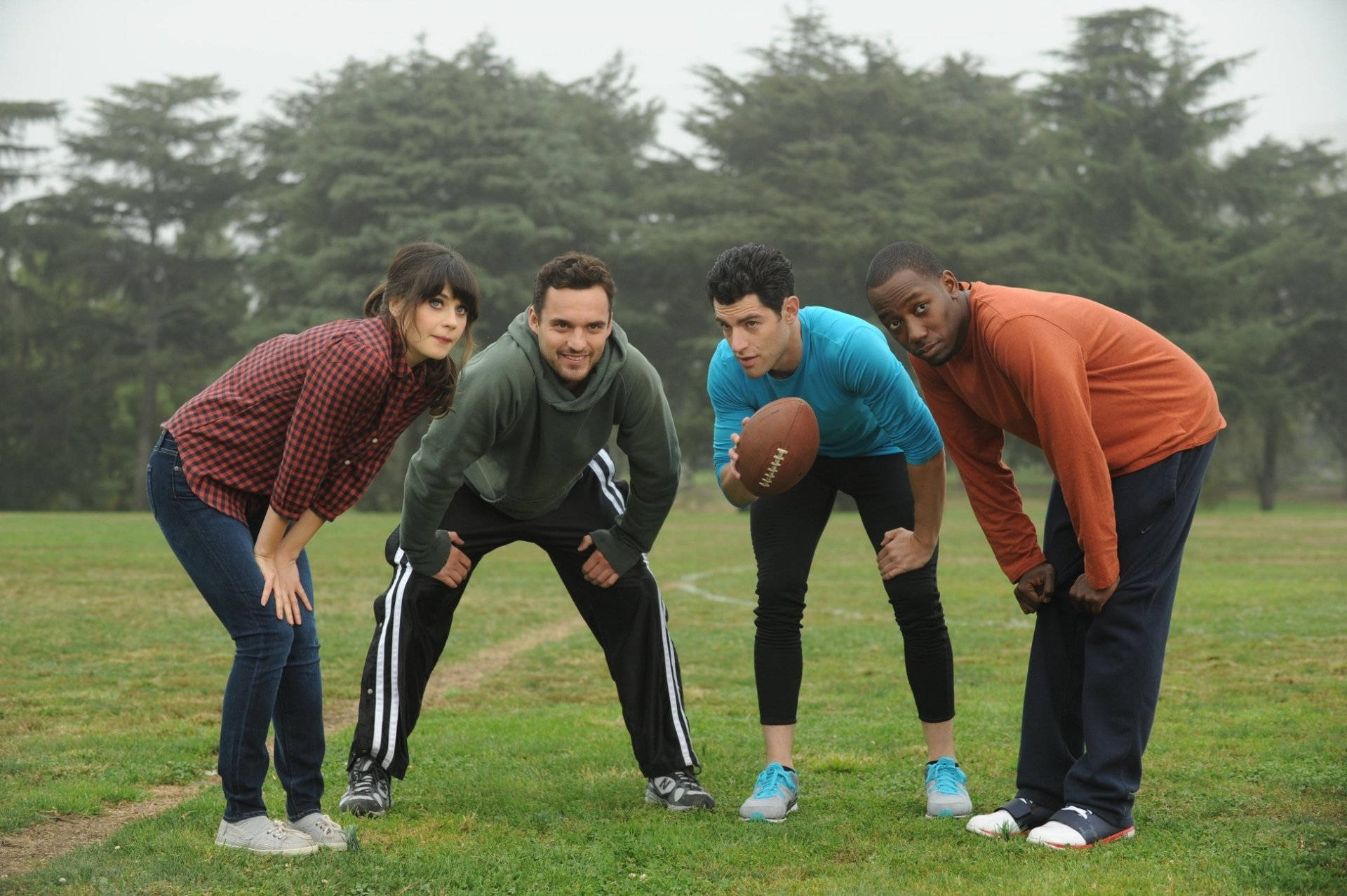 New Girl, football field, grass, Full HD Desktop Wallpaper