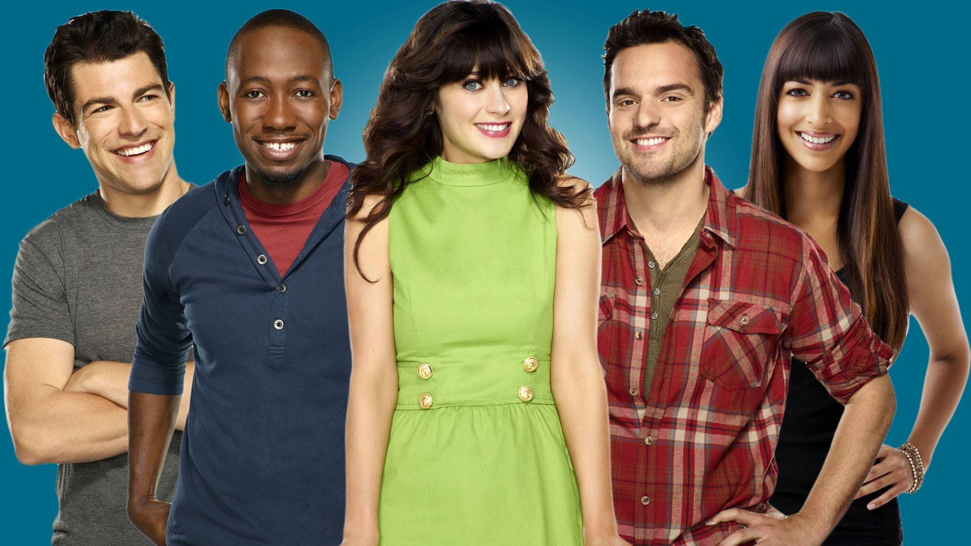 New Girl, American Sitcom, five smiling actors, Full HD Desktop Wallpaper
