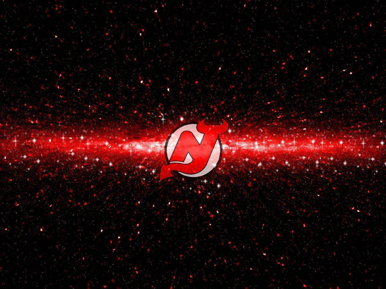 New Jersey Devils, red devil logo, black cosmic background, HD Desktop Wallpaper