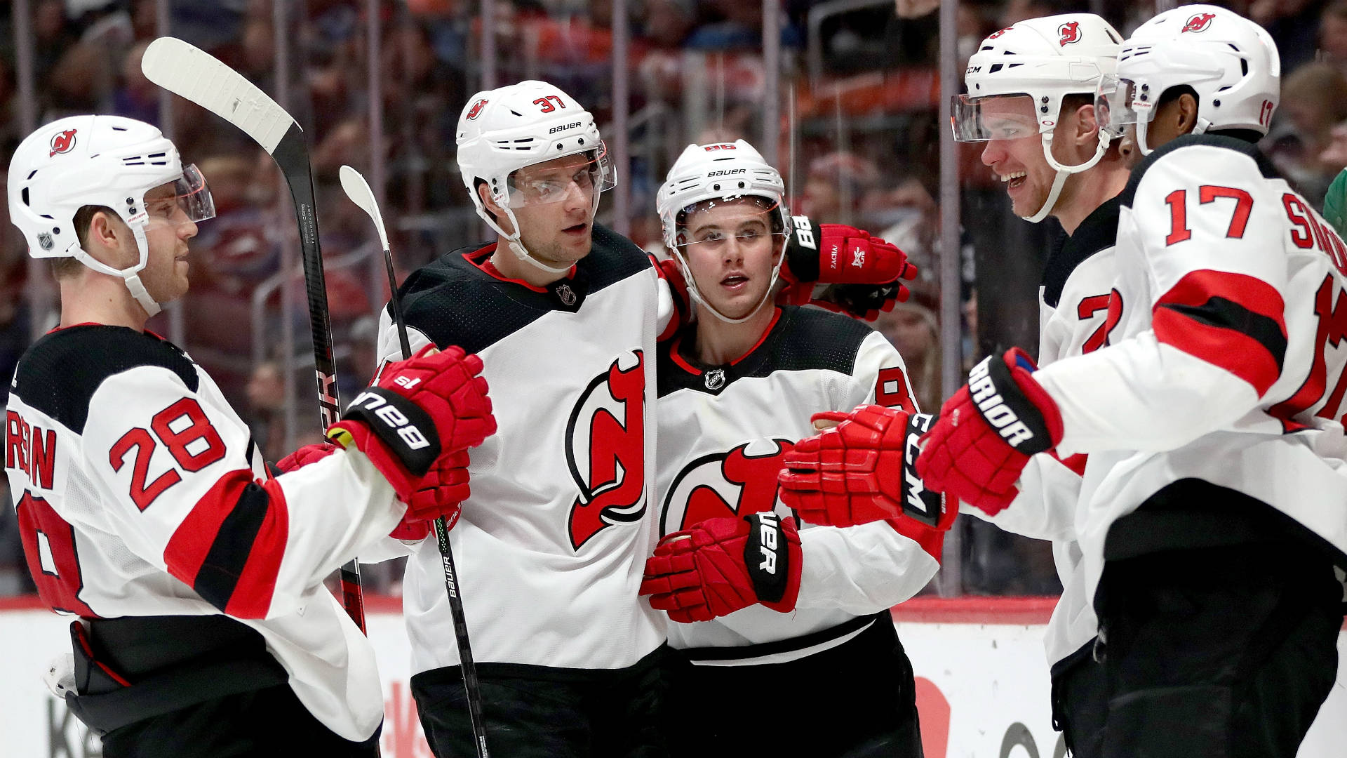 New Jersey Devils, hockey players, uniforms, Full HD Desktop Wallpaper