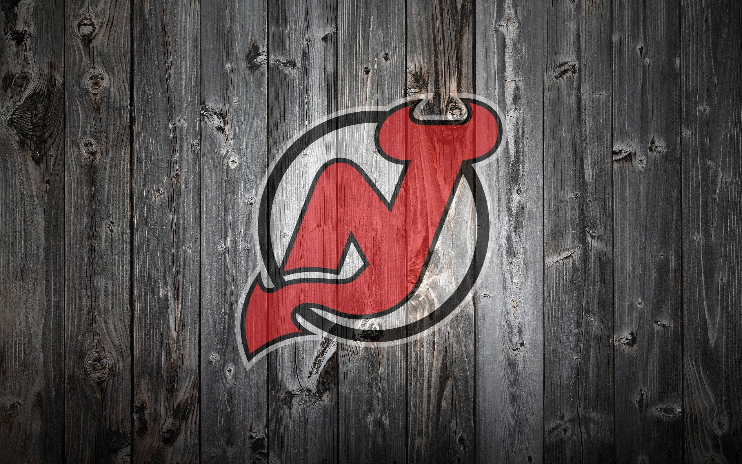 New Jersey Devils, red, black outline, 2K Desktop Wallpaper