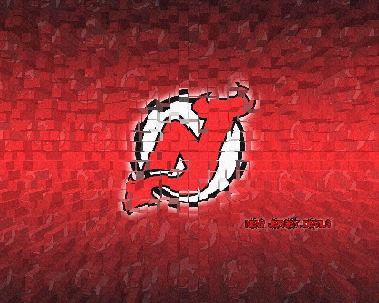 New Jersey Devils, red brick wall, glowing white edges, HD Desktop Wallpaper