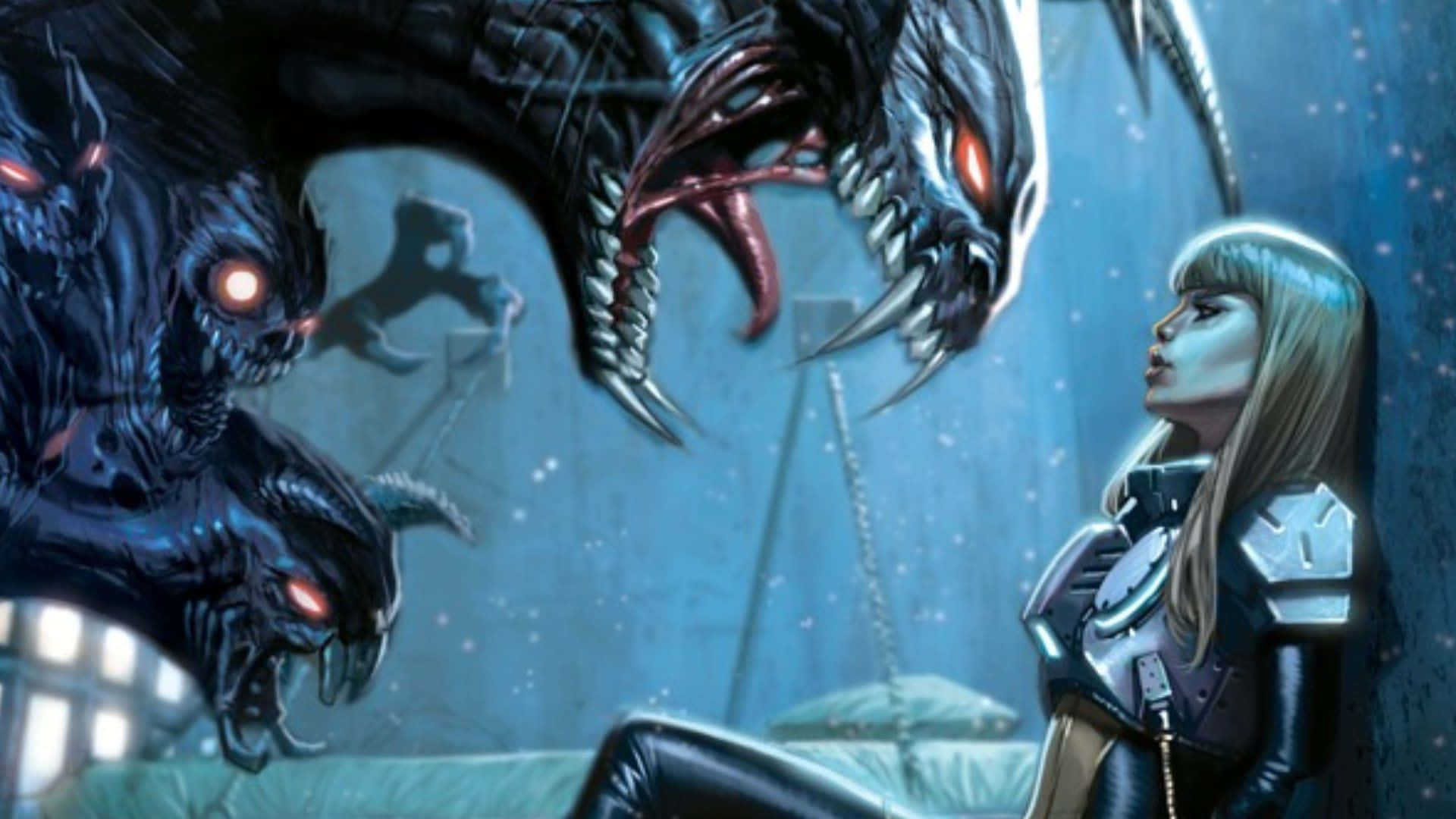 New Mutants, armored woman, monstrous alien predators, Full HD Desktop Wallpaper