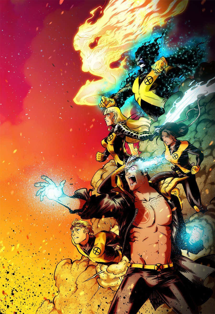 New Mutants, cosmic backdrop, red orange, HD Phone Wallpaper