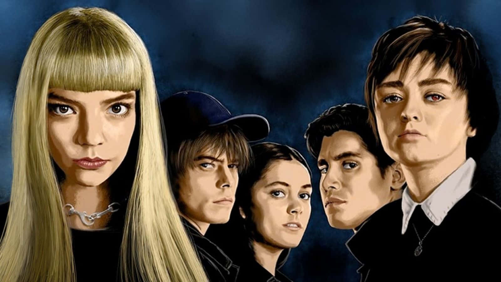 New Mutants, dark blue smoky background, five young people, HD Desktop Wallpaper