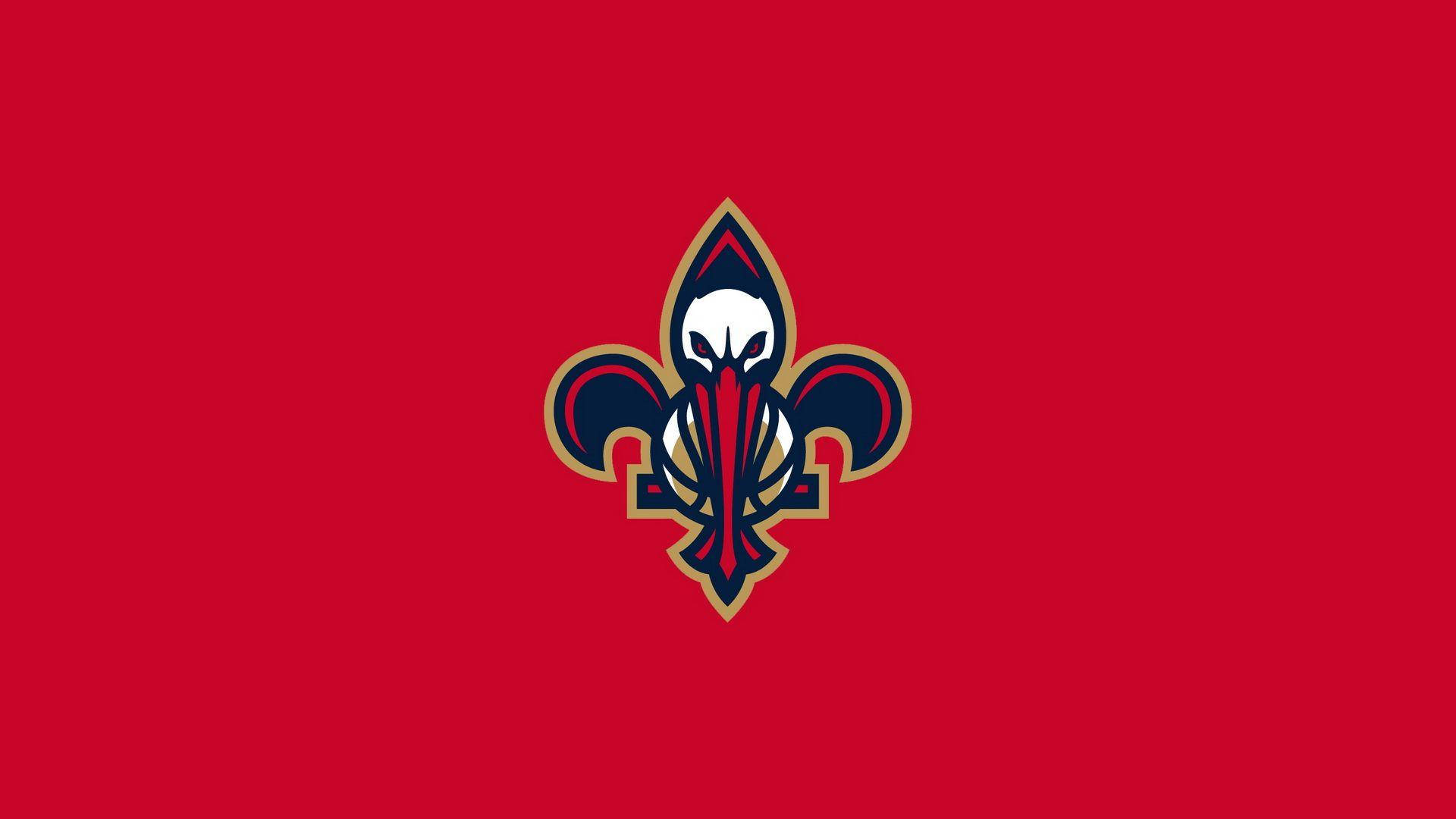 New Orleans Pelicans, red, minimalist, Full HD Desktop Wallpaper