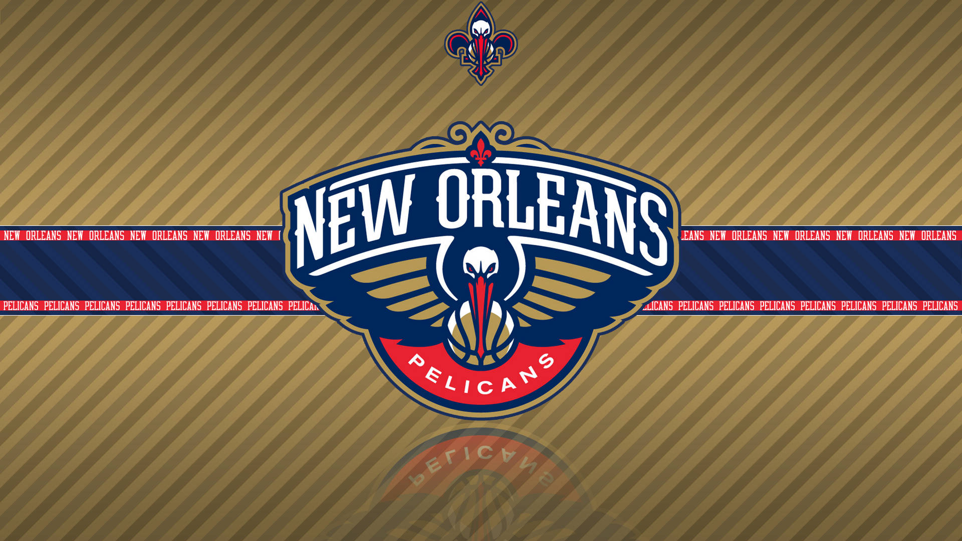 New Orleans Pelicans, brown diagonal pattern, gold diagonal striped background, Full HD Desktop Wallpaper