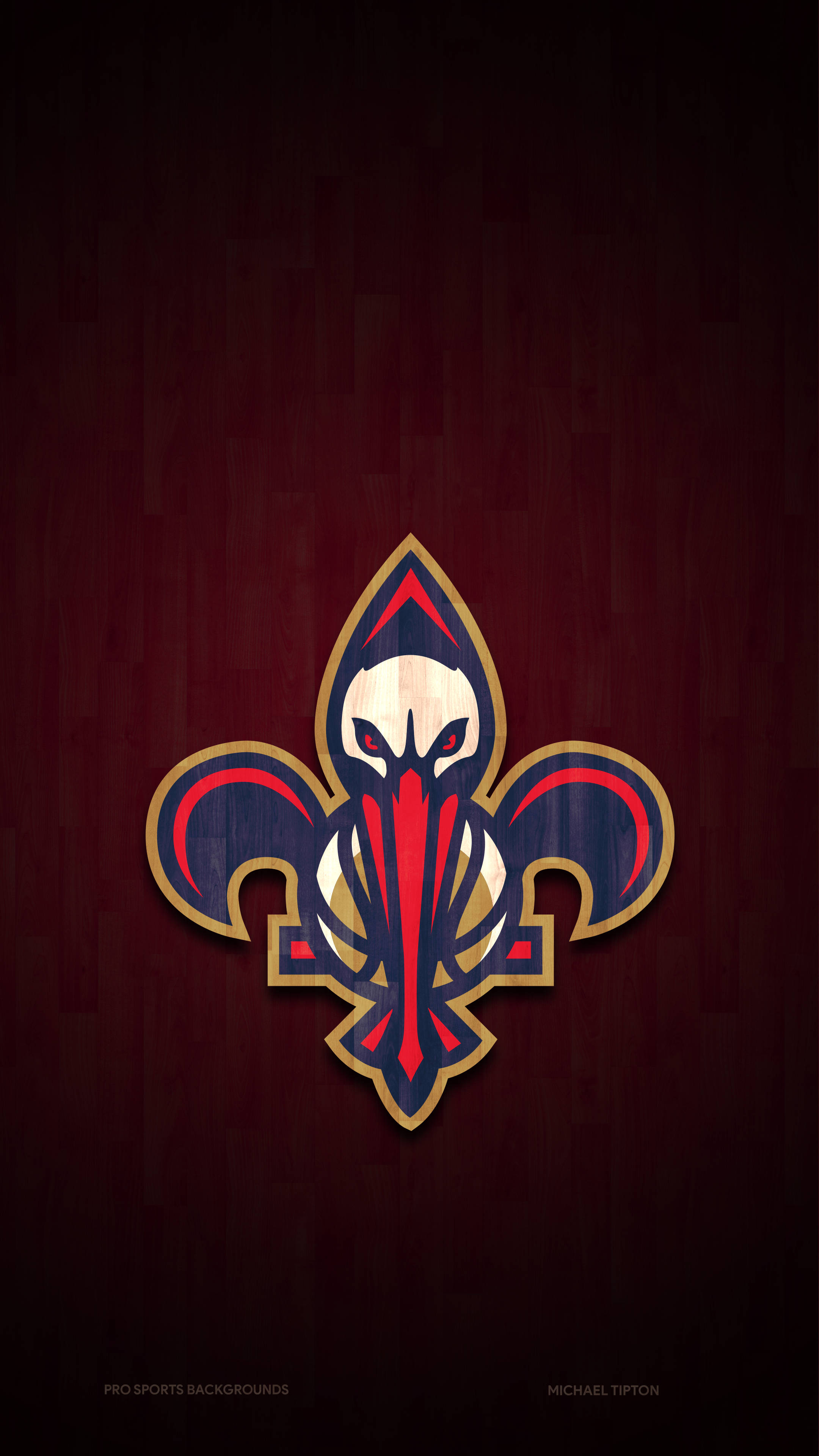 New Orleans Pelicans, dark red, fleur-de-lis logo, 4K Phone Wallpaper