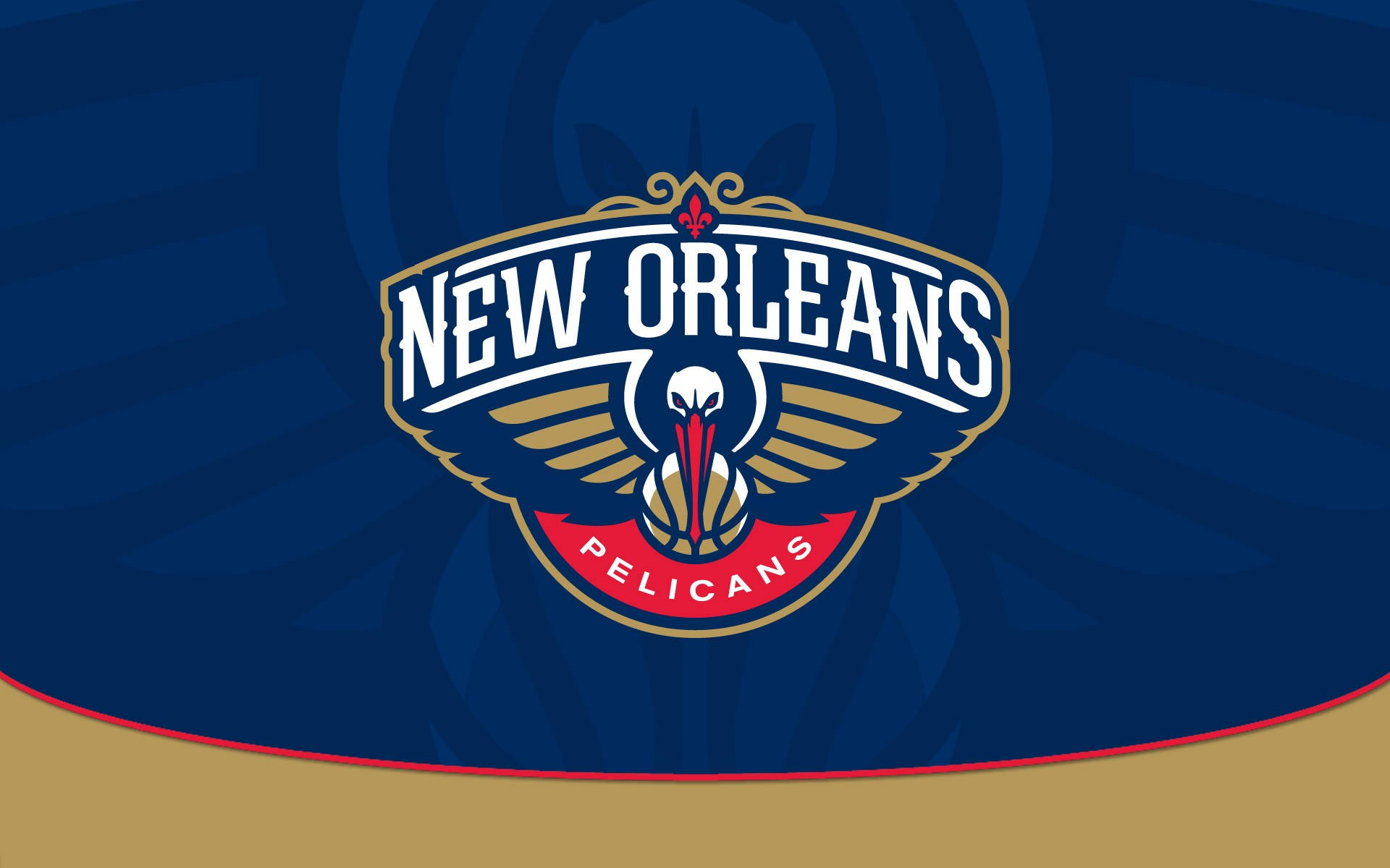 New Orleans Pelicans, blue and gold, dark blue gradient background, Full HD Desktop Wallpaper