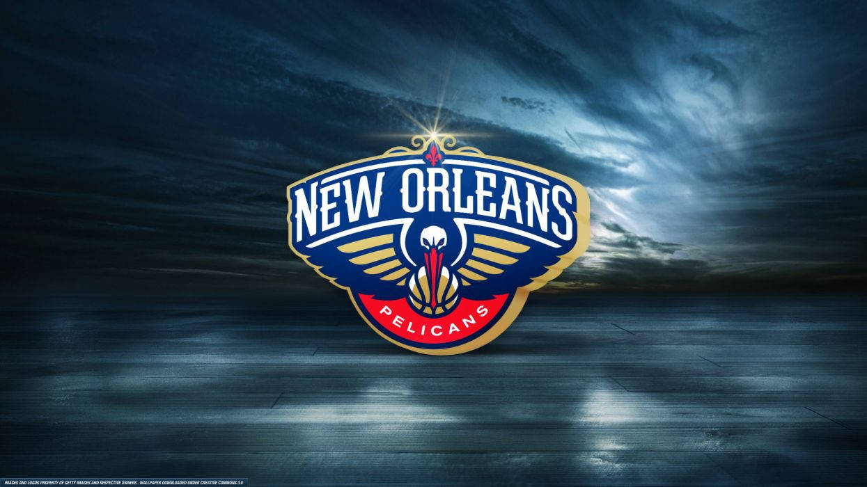New Orleans Pelicans, logo, dramatic stormy sky, SD Desktop Wallpaper