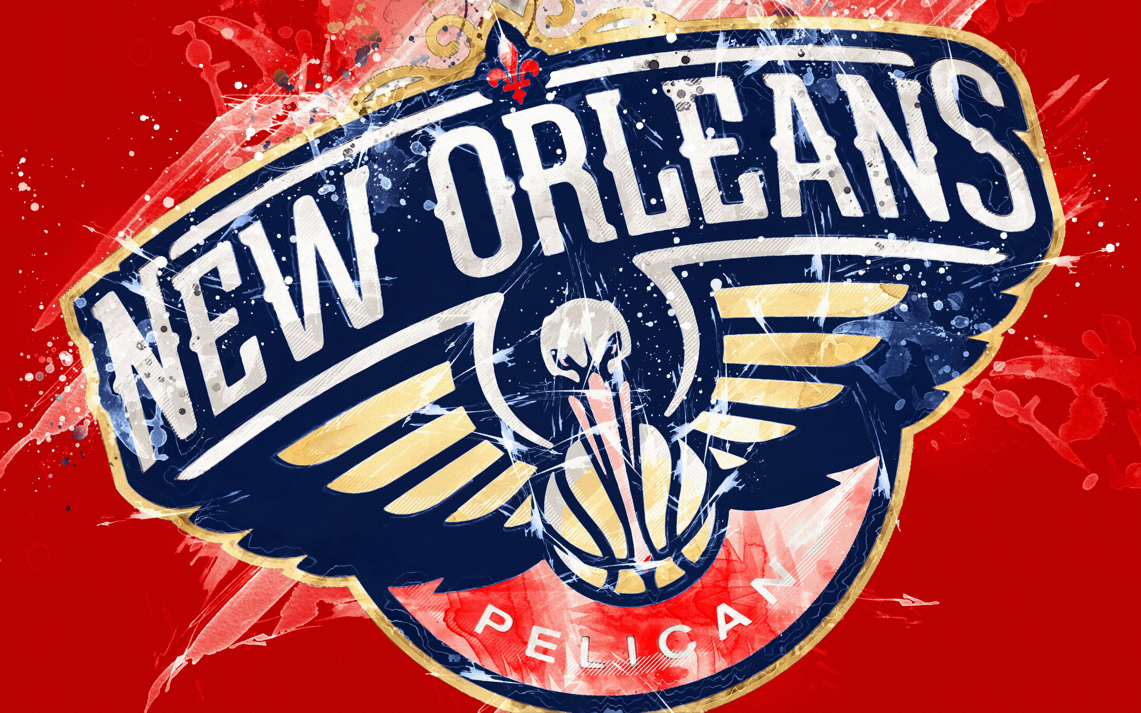 New Orleans Pelicans, pelican, basketball logo, 4K Desktop Wallpaper