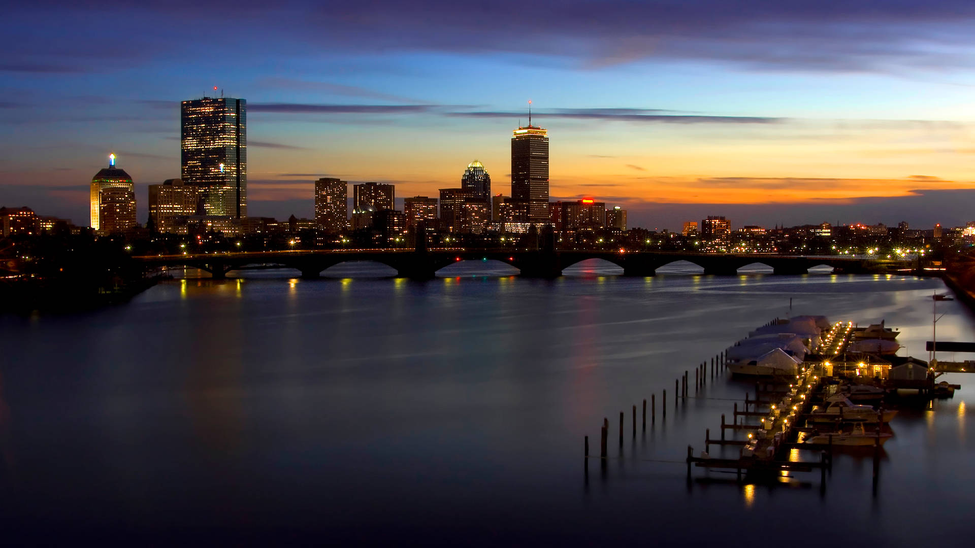 New Orleans, city skyline, dusk, Full HD Desktop Wallpaper