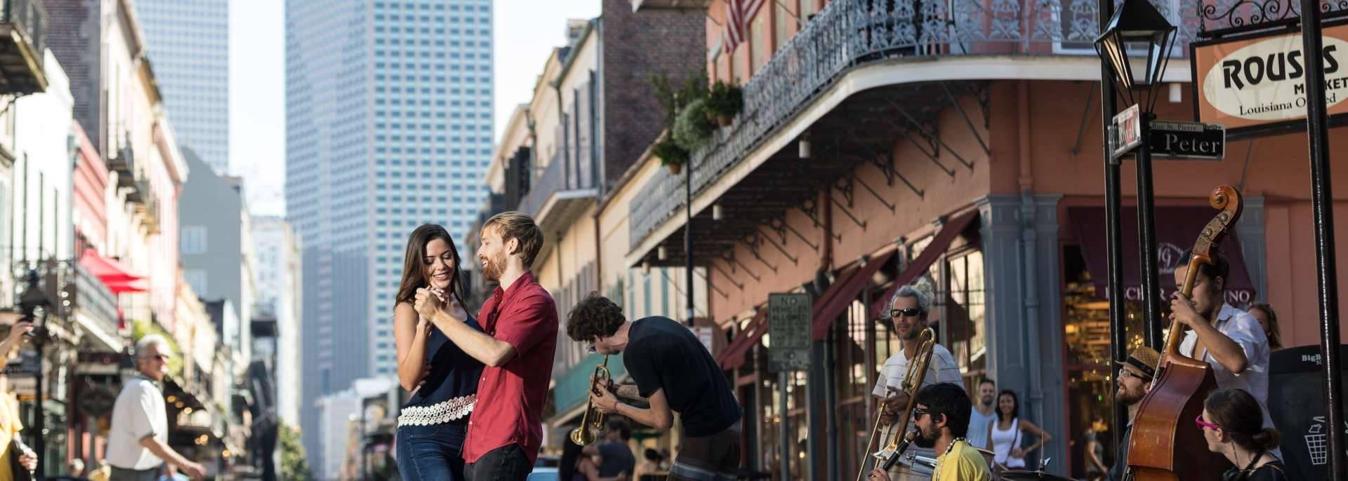 New Orleans, jazz musicians, ornate balconies, Full HD Desktop Wallpaper