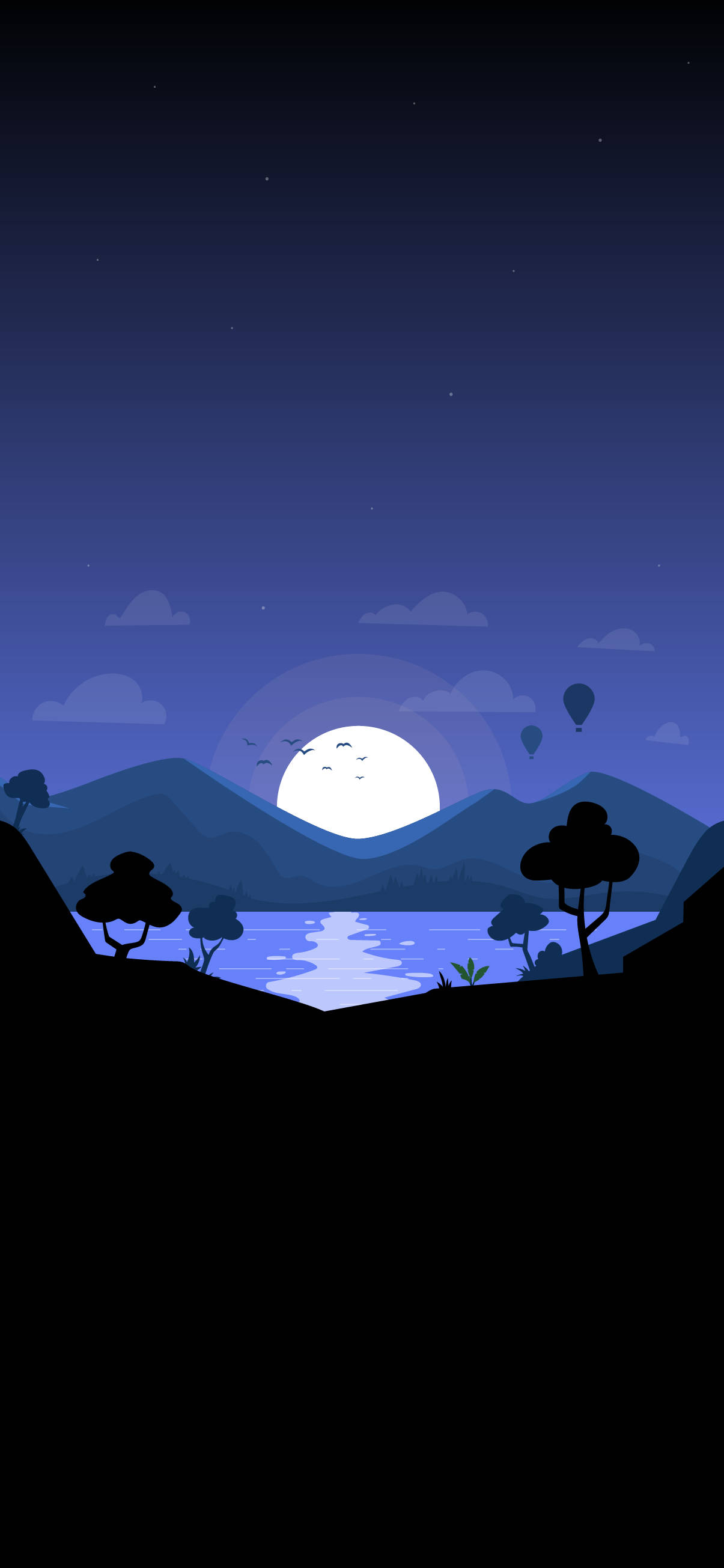 Mountains, Moon, Night, 2K Phone Wallpaper