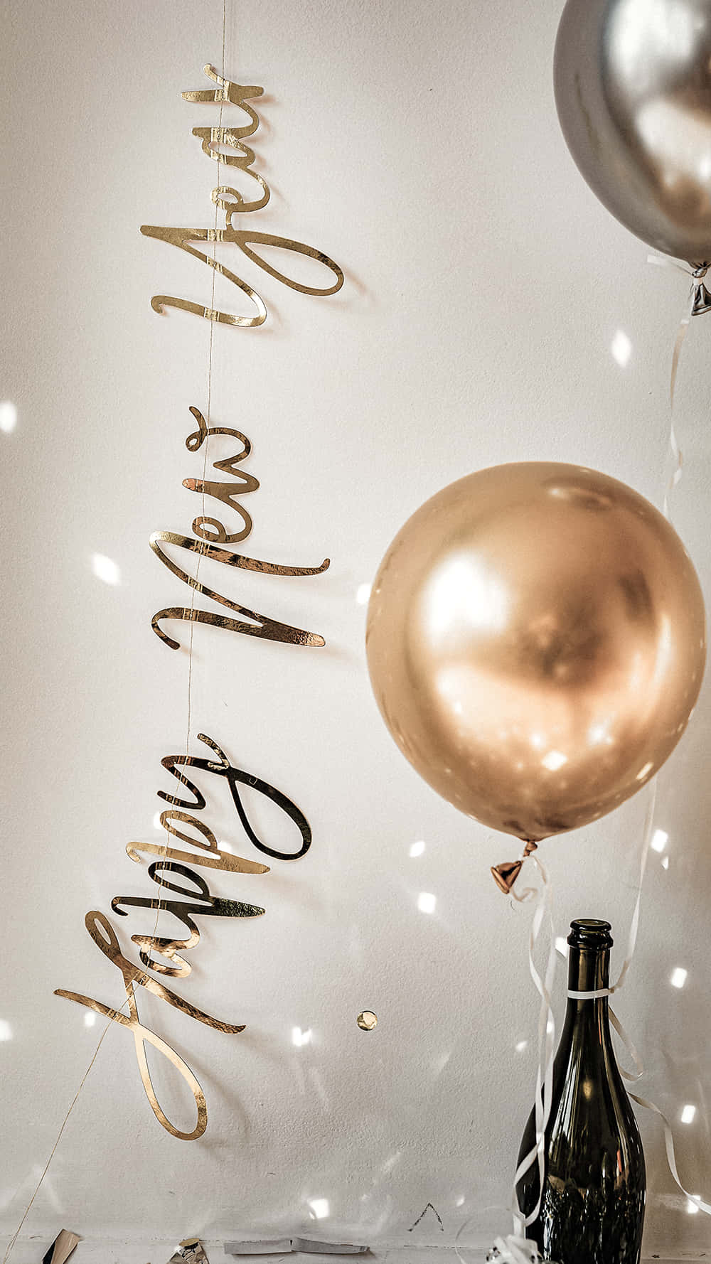 Happy New Year, rose gold, champagne bottle, HD Phone Wallpaper