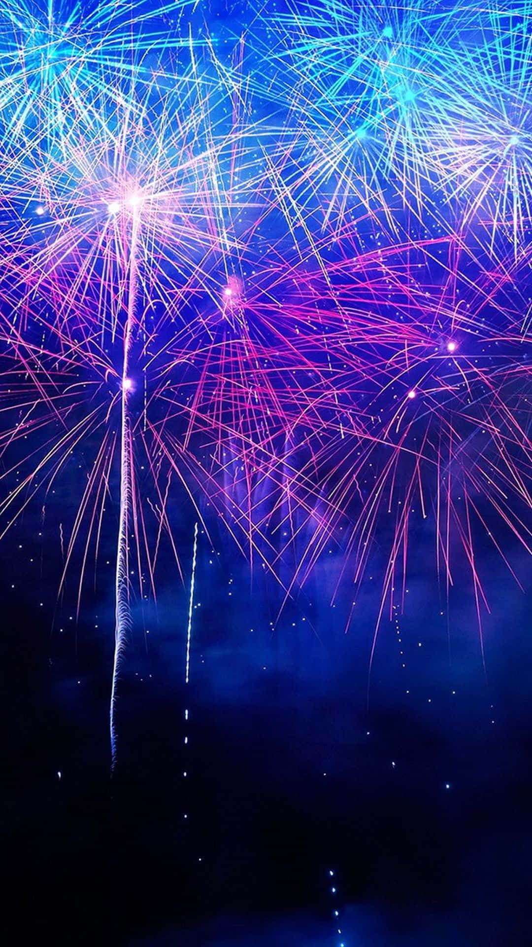 fireworks, blue, purple, Full HD Phone Wallpaper