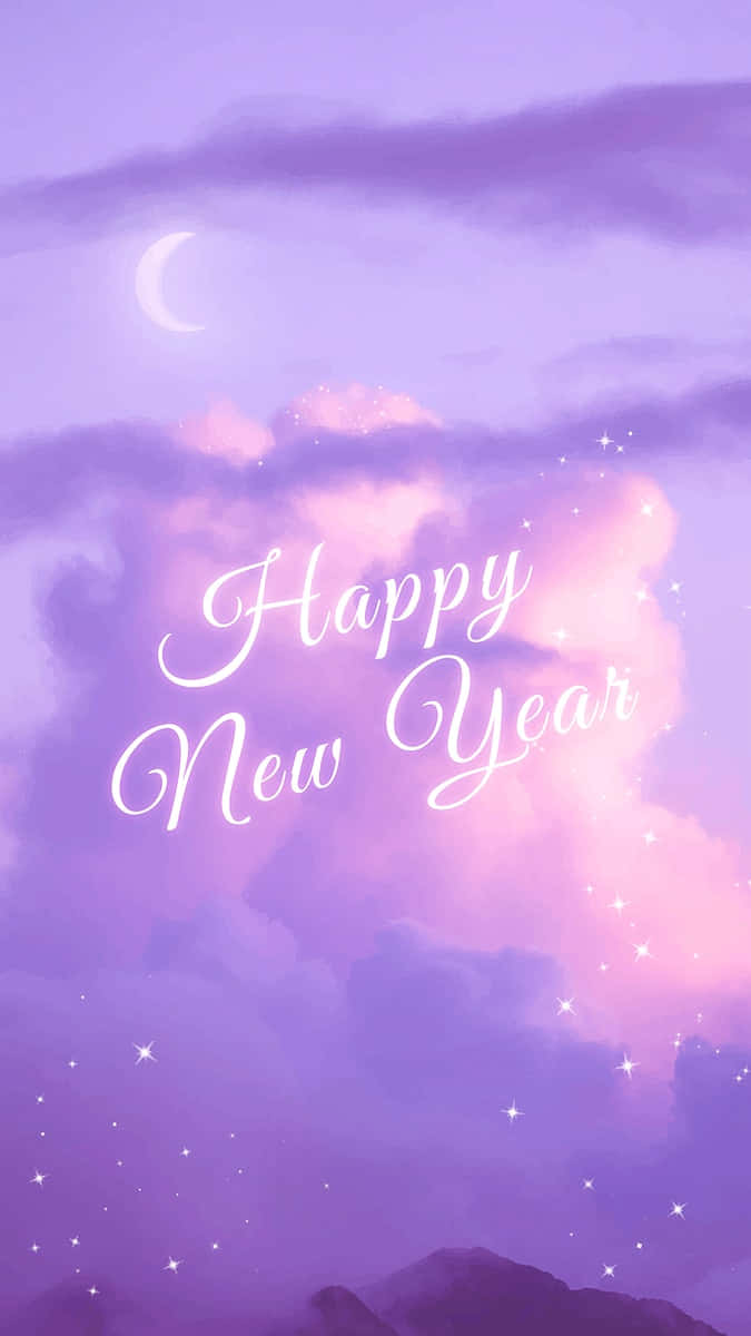 New Year Aesthetic, purple and pink sky, crescent moon, SD Phone Wallpaper