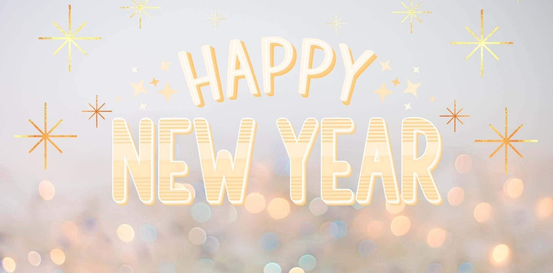 HAPPY NEW YEAR, starburst accents, soft bokeh background, HD Desktop Wallpaper