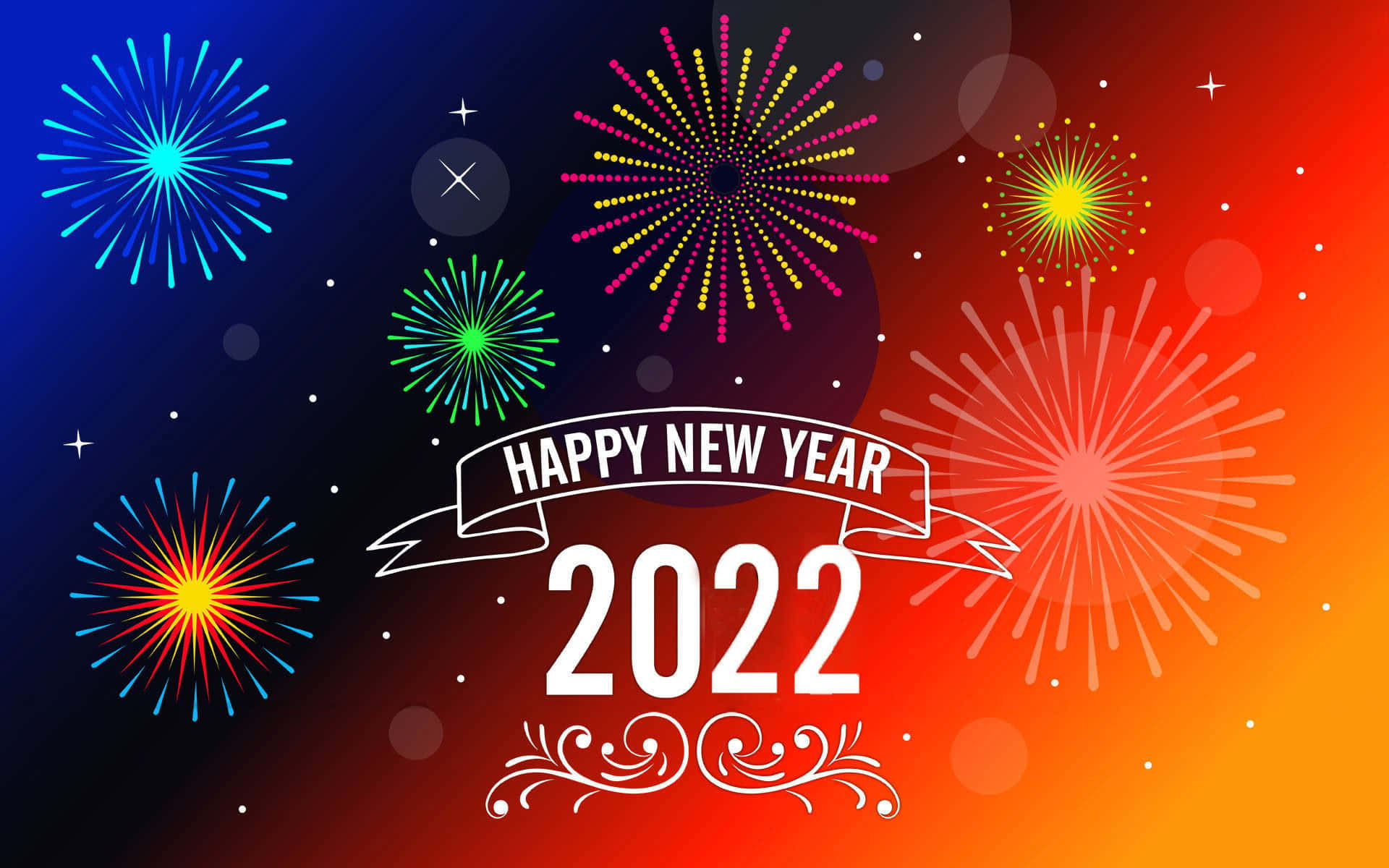 Fireworks, gradient sky, banner, Full HD Desktop Wallpaper