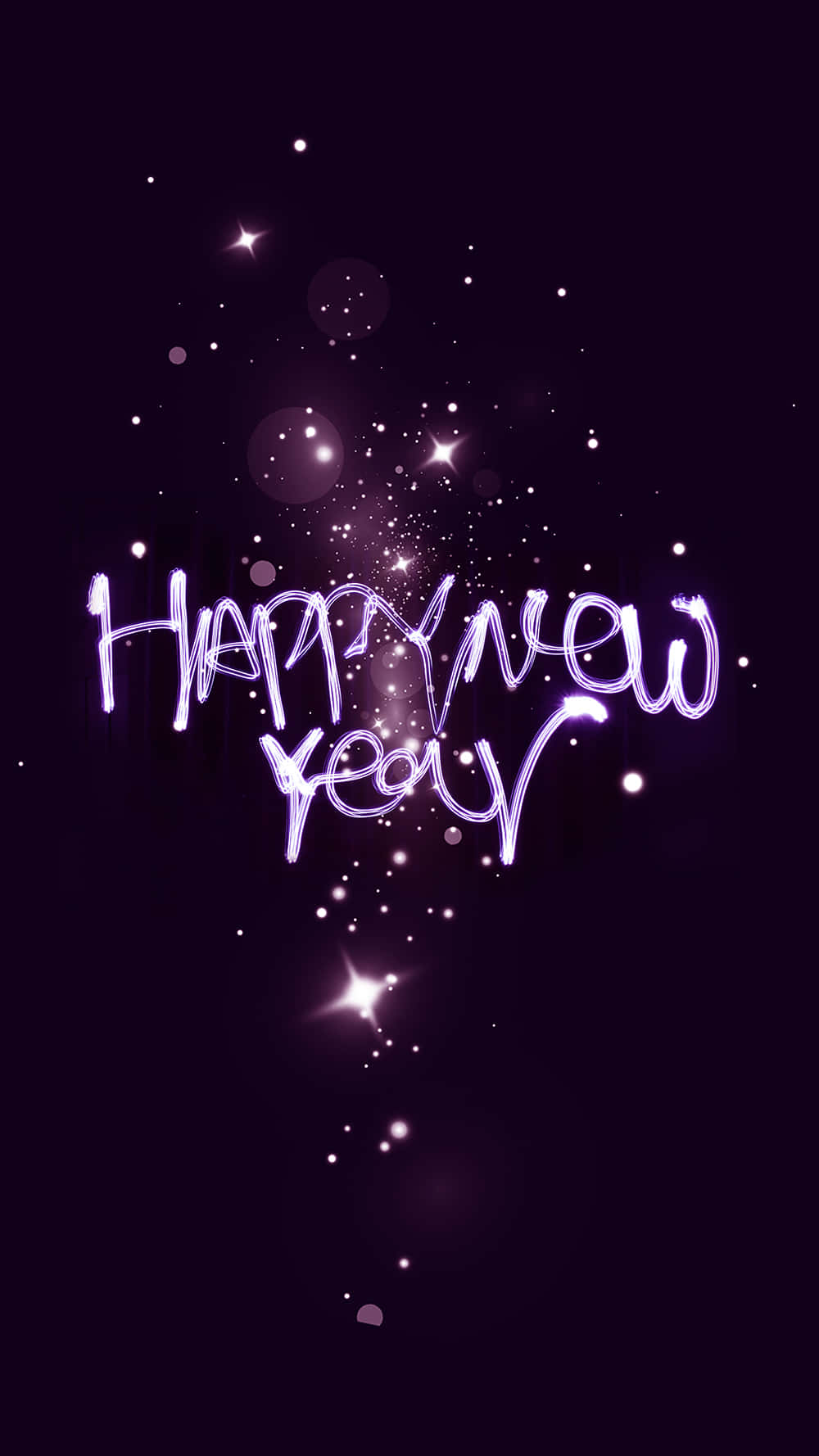 Happy New Year, glowing purple, dark cosmic background, HD Phone Wallpaper