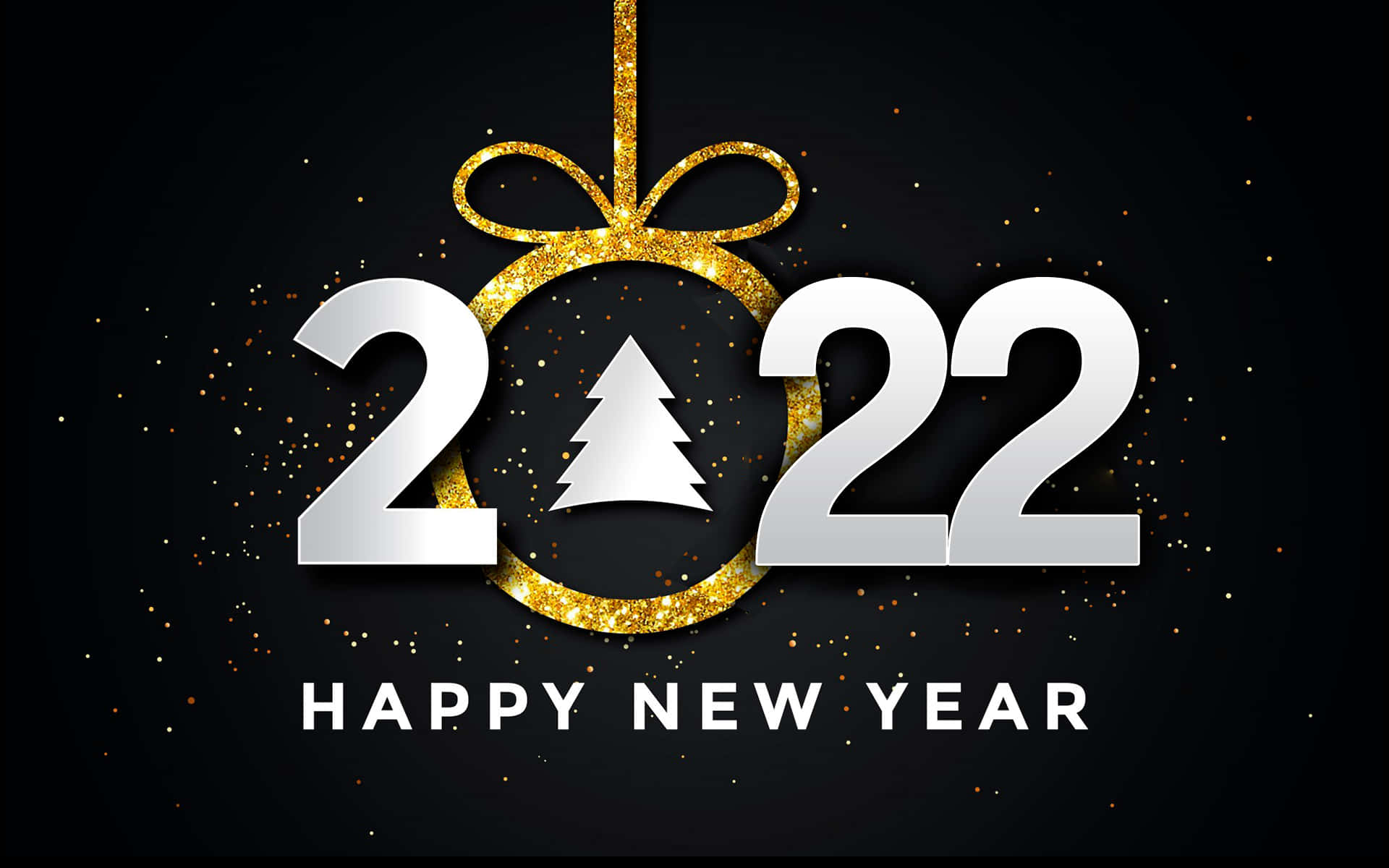 2022, shiny silver, glittering gold ornament, Full HD Desktop Wallpaper