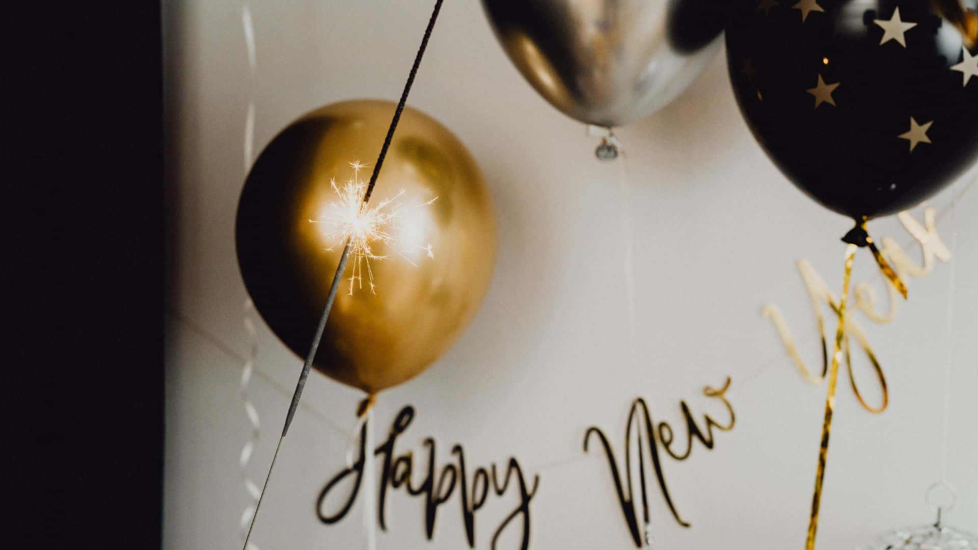 Happy New Year, gold, silver, Full HD Desktop Wallpaper
