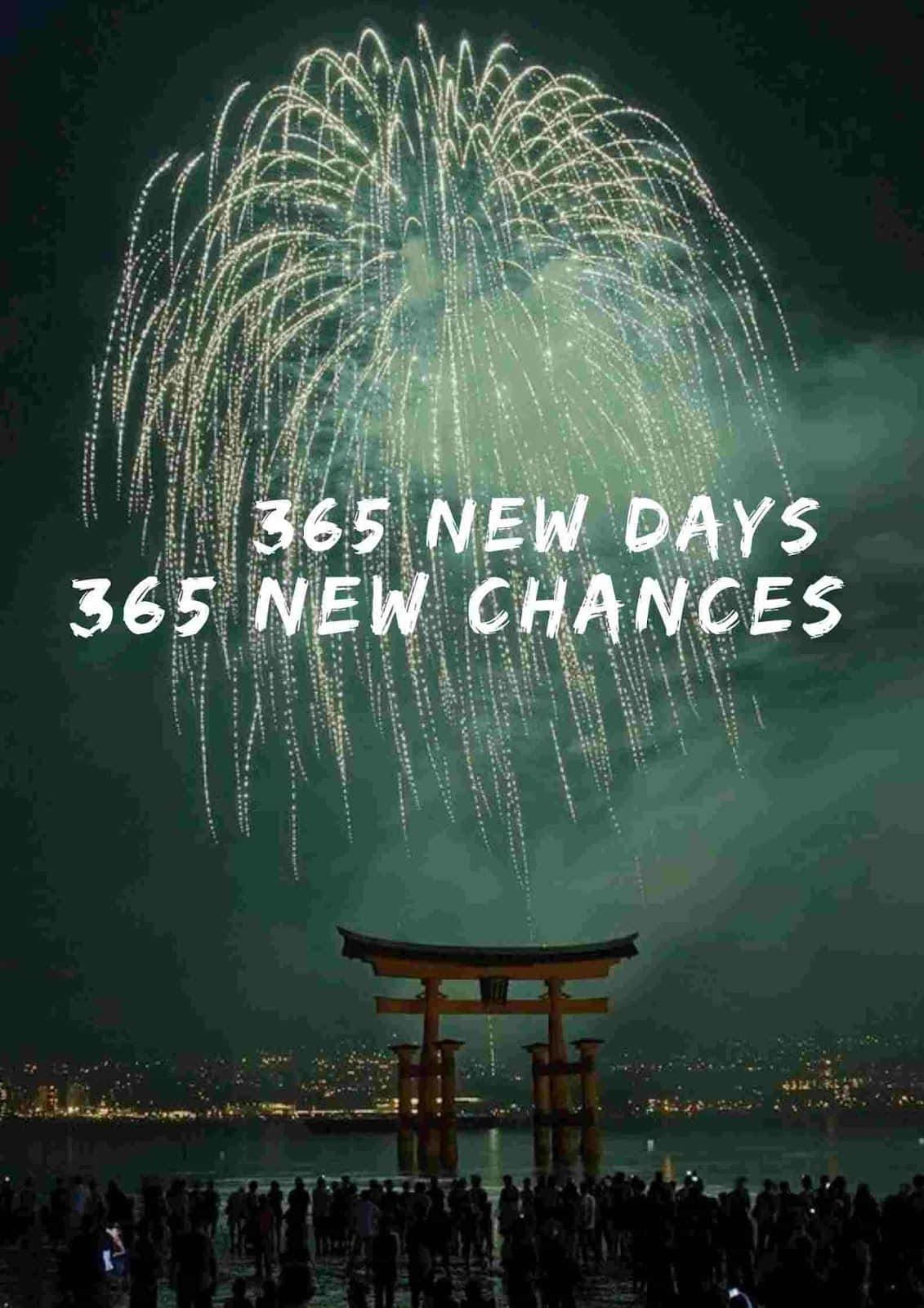 New Year, torii gate, green fireworks, HD Phone Wallpaper