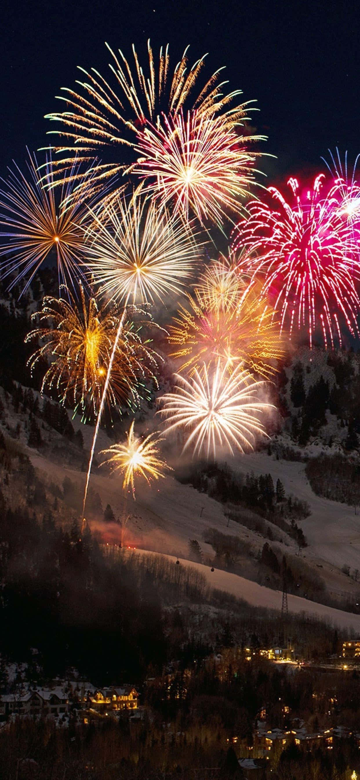 New Year, iPhone, fireworks, 2K Phone Wallpaper