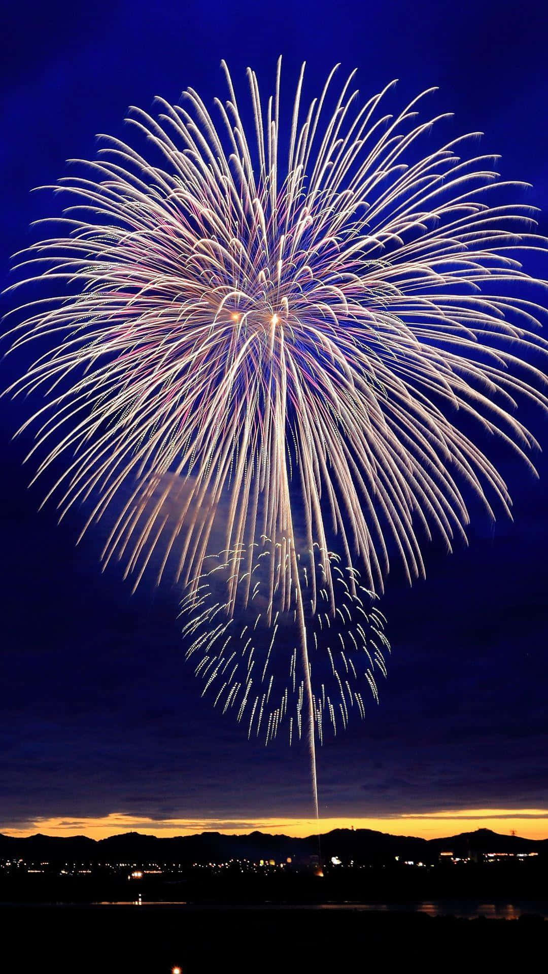 New Year iPhone, fireworks, deep blue night sky, Full HD Phone Wallpaper