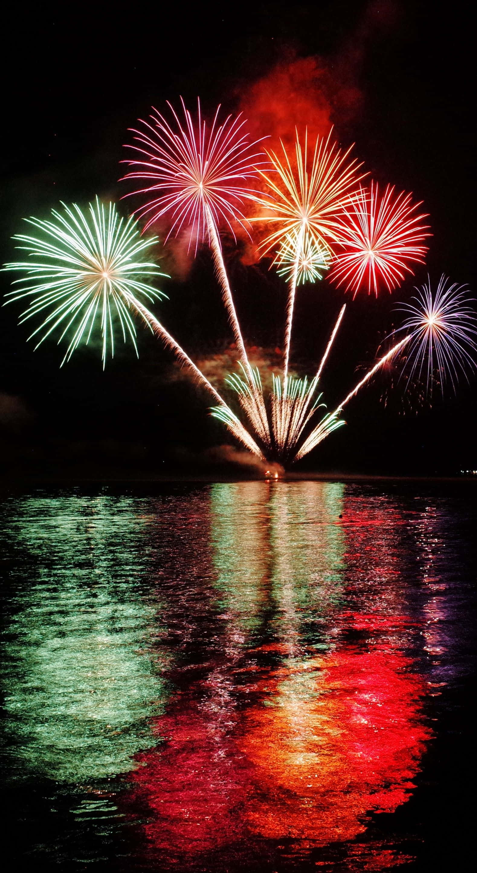 New Year, iPhone, fireworks, 2K Phone Wallpaper