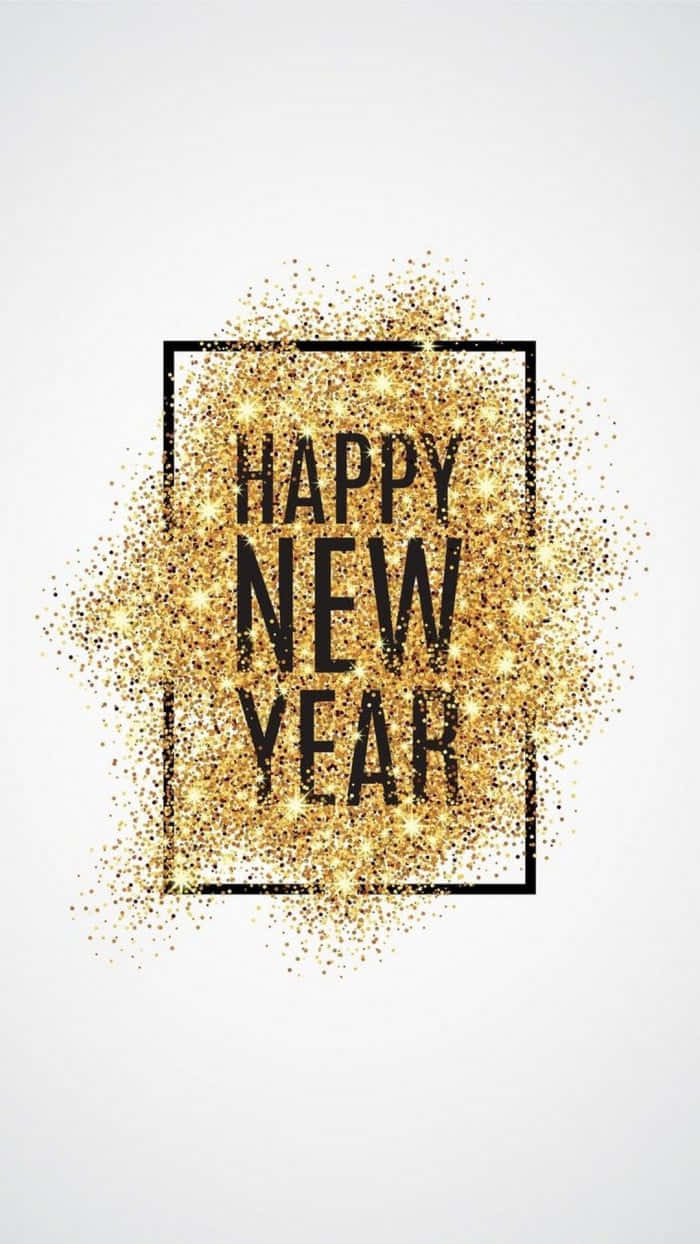 New Year iPhone, gold glitter, black text, SD Phone Wallpaper