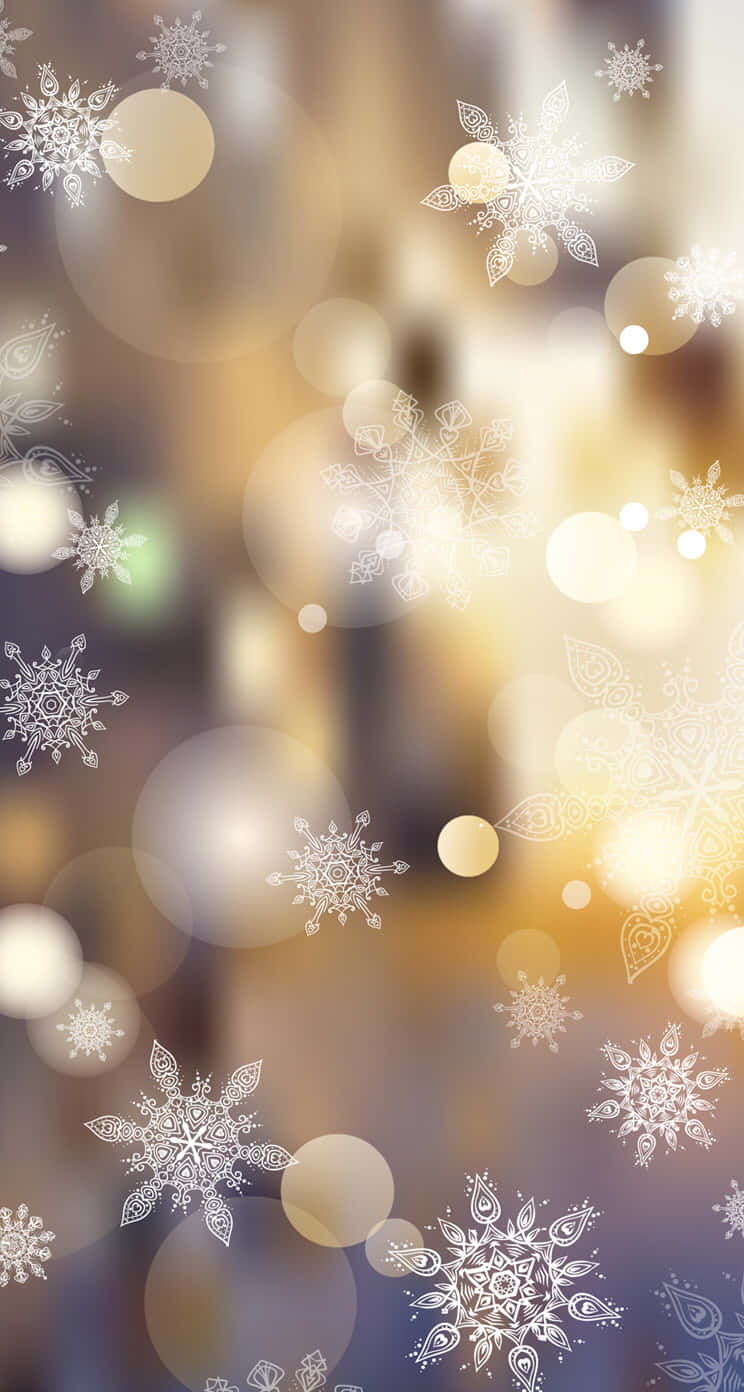 New Year iPhone, white snowflakes, golden bokeh background, HD Phone Wallpaper