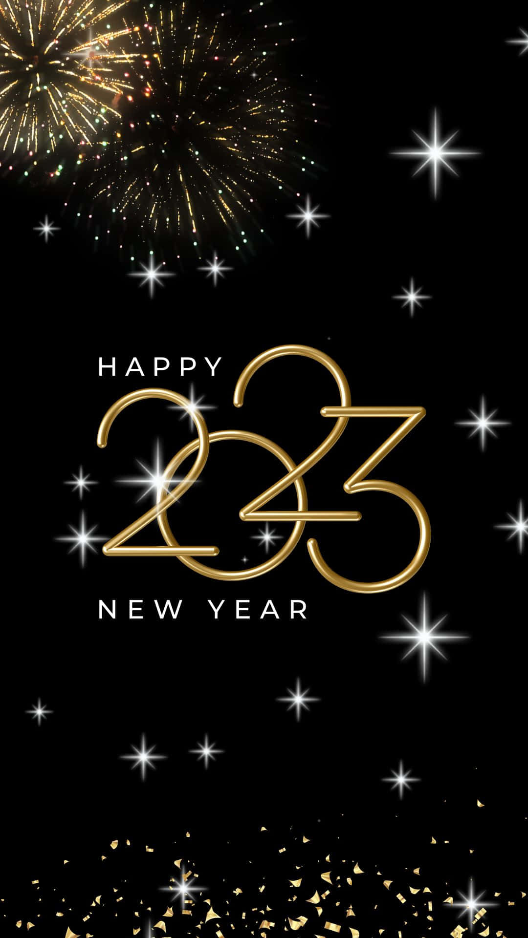 2023, black sky, fireworks, Full HD Phone Wallpaper