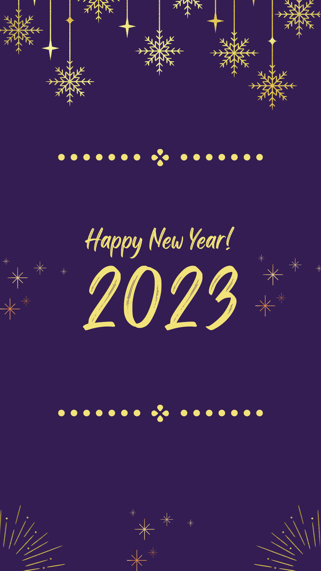 Happy New Year 2023, golden snowflakes, stars, Full HD Phone Wallpaper