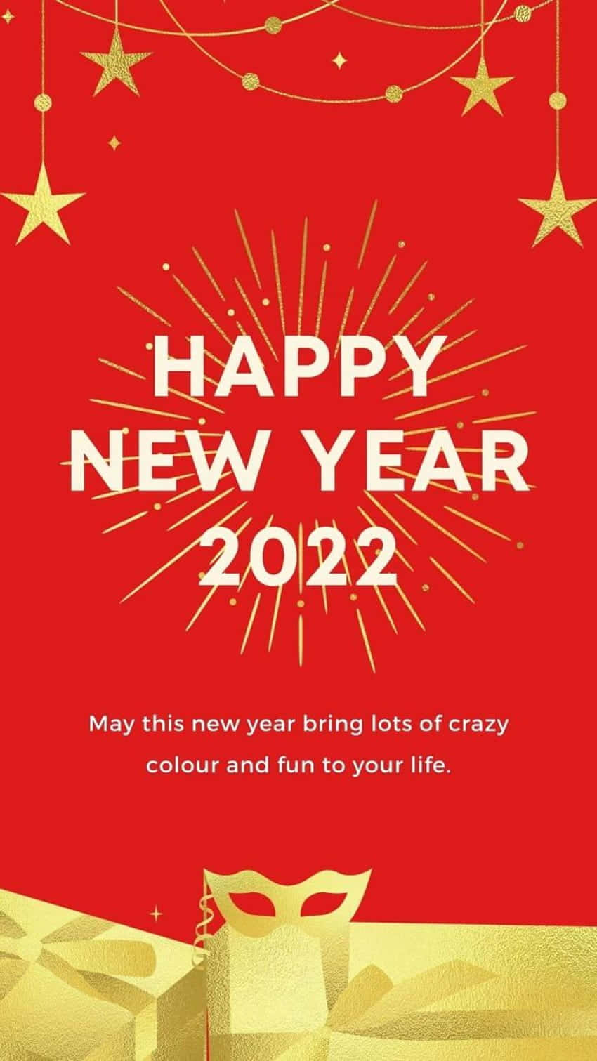 Happy New Year 2022, vibrant red background, golden stars, HD Phone Wallpaper