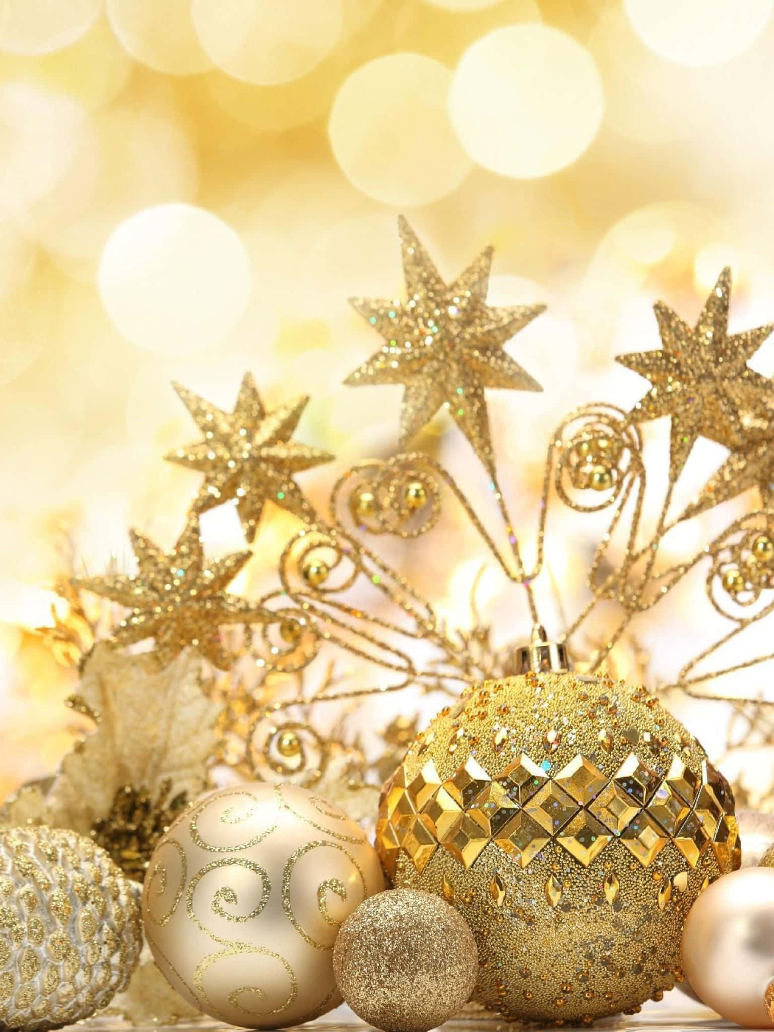 New Year, iPhone, Gold Ornaments, Full HD Phone Wallpaper