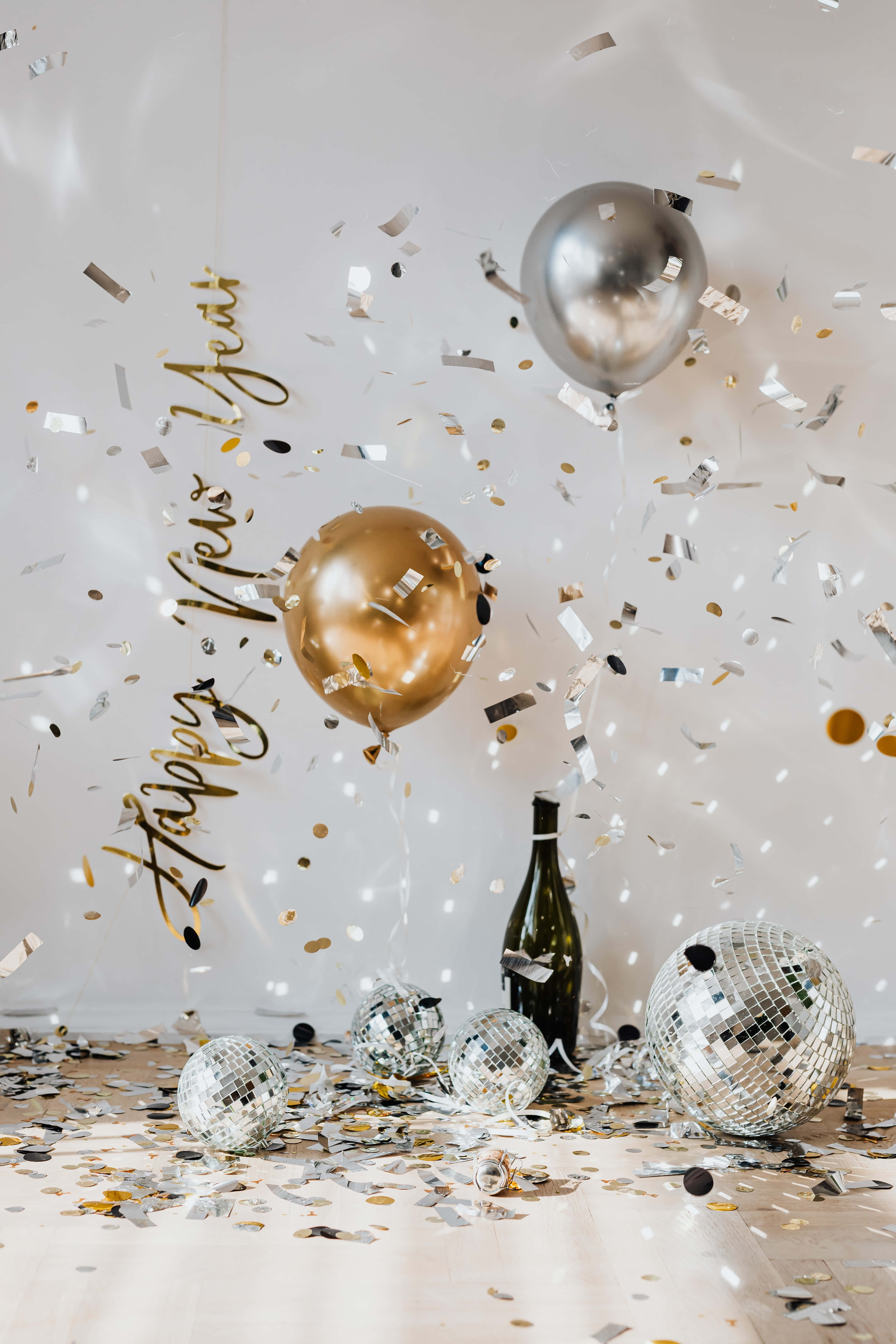 New Year, golden, silver, 5K Phone Wallpaper