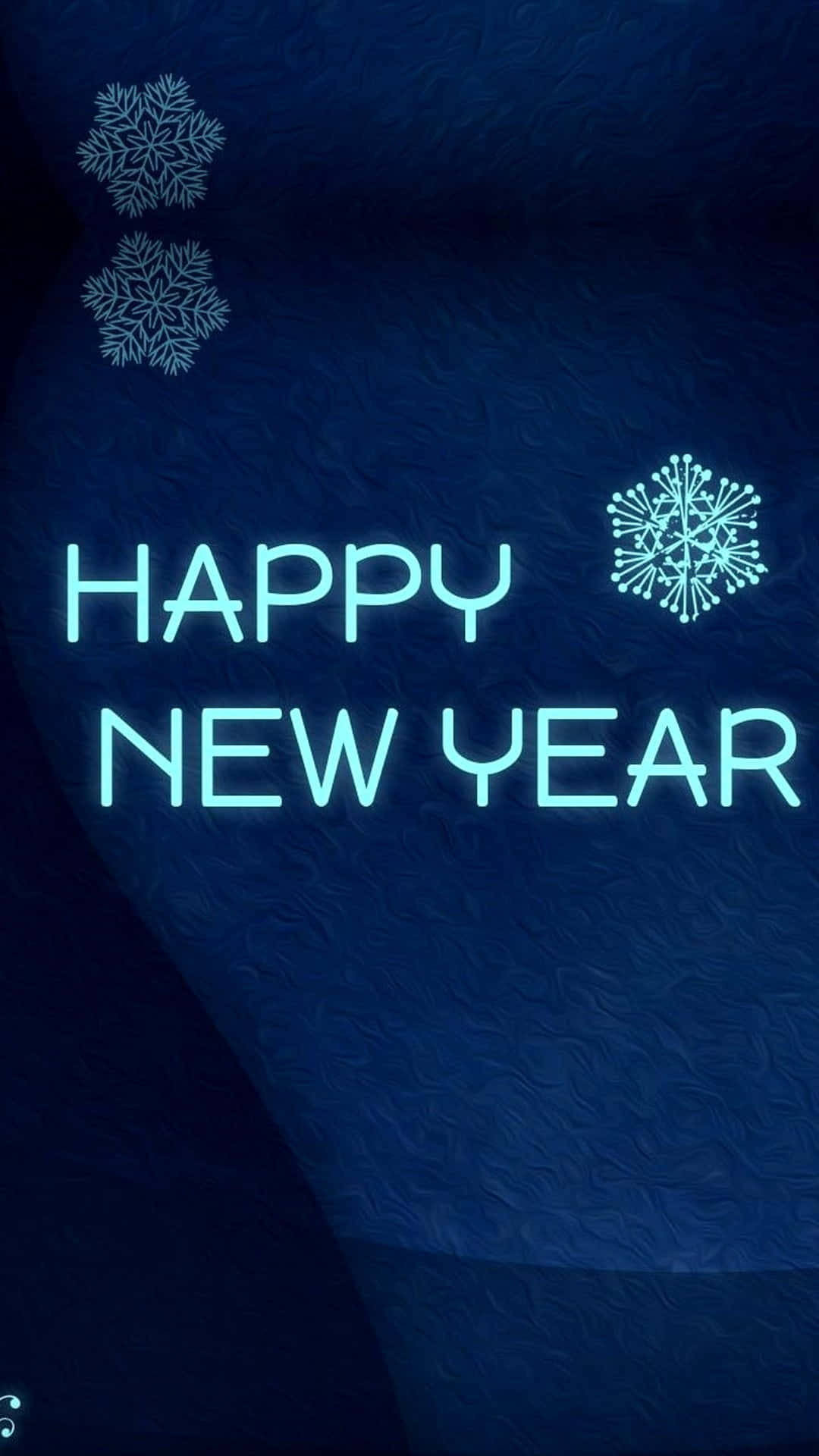Happy New Year, neon blue, glowing snowflakes, Full HD Phone Wallpaper