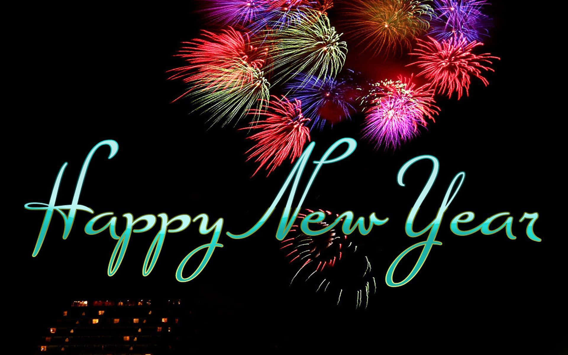 Happy New Year, fireworks, dark night sky, Full HD Desktop Wallpaper