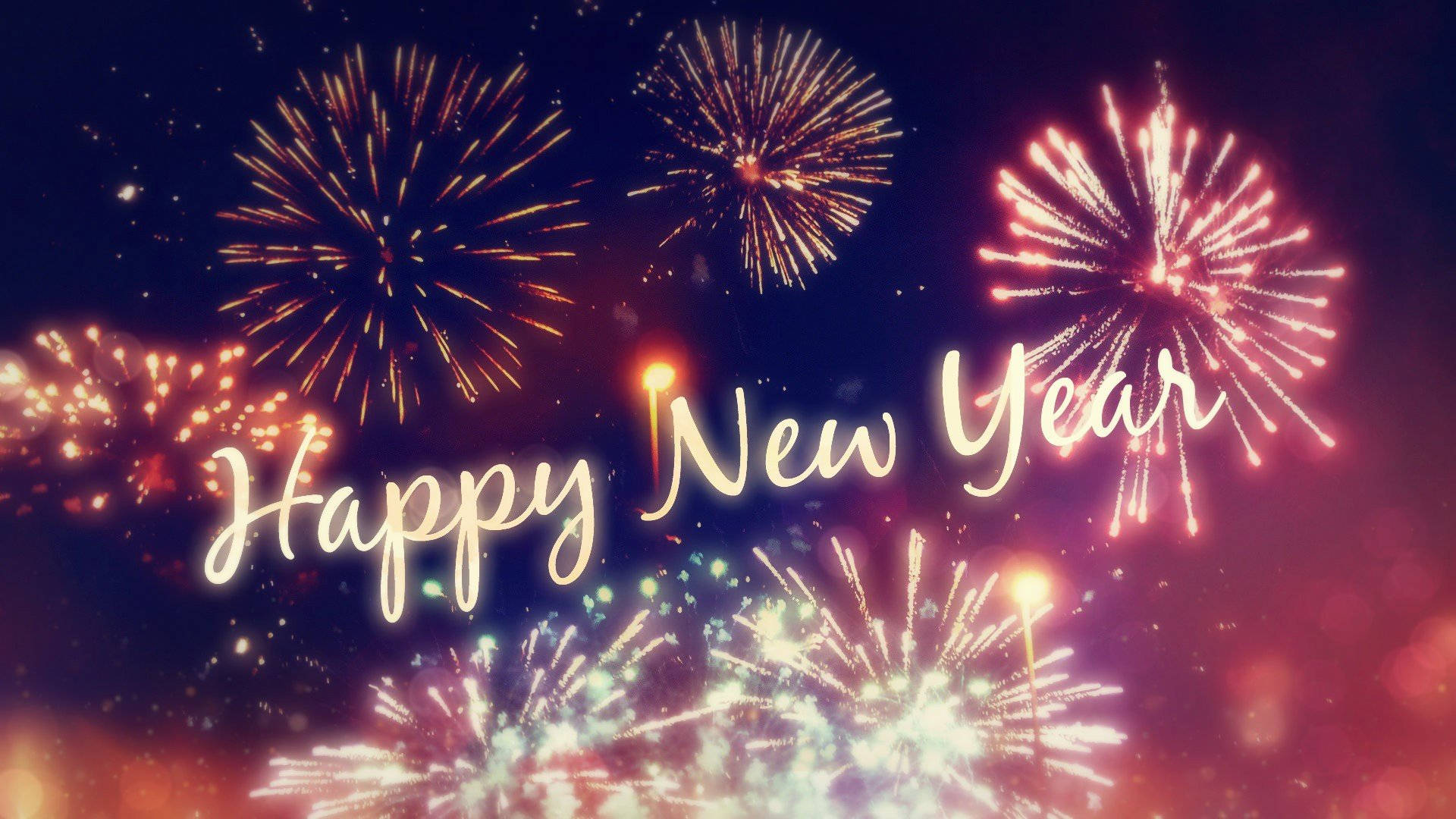 New Years Eve, bokeh, fireworks, Full HD Desktop Wallpaper