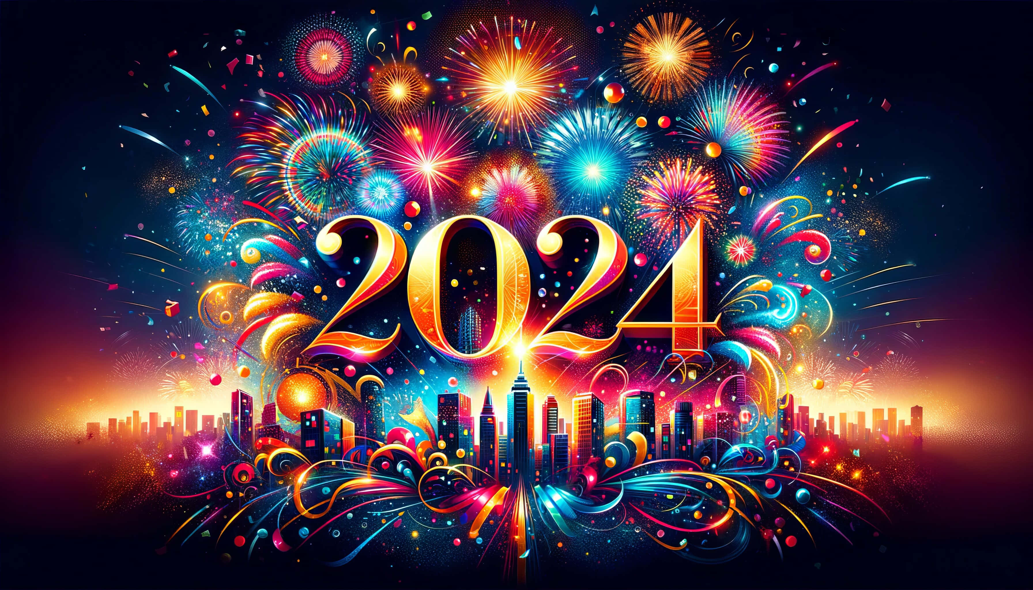 Vibrant2024, 2024, fireworks, 2K Desktop Wallpaper