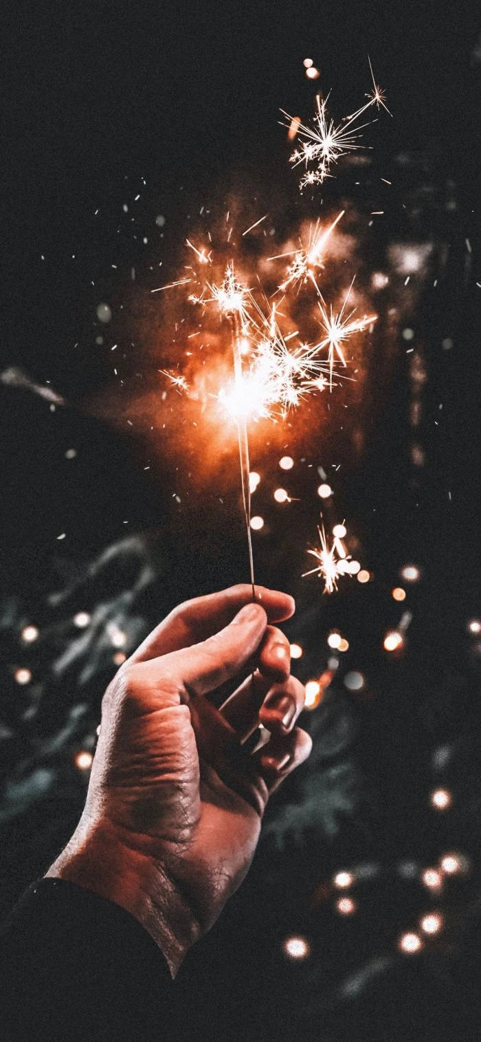 New Years Eve, glowing sparkler, dark night sky, HD Phone Wallpaper